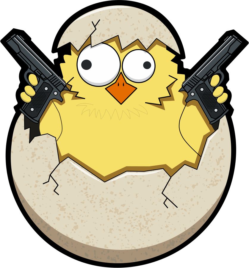 Guns A Blazing Battle Ready Baby Chicken - Chick N Egg  - 3" Sticker - Bad Bunny Collection