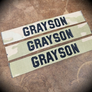 3 Piece Custom Army Name Tape & Rank Set w/ Hook Fastener Backing - 3-Color OCP