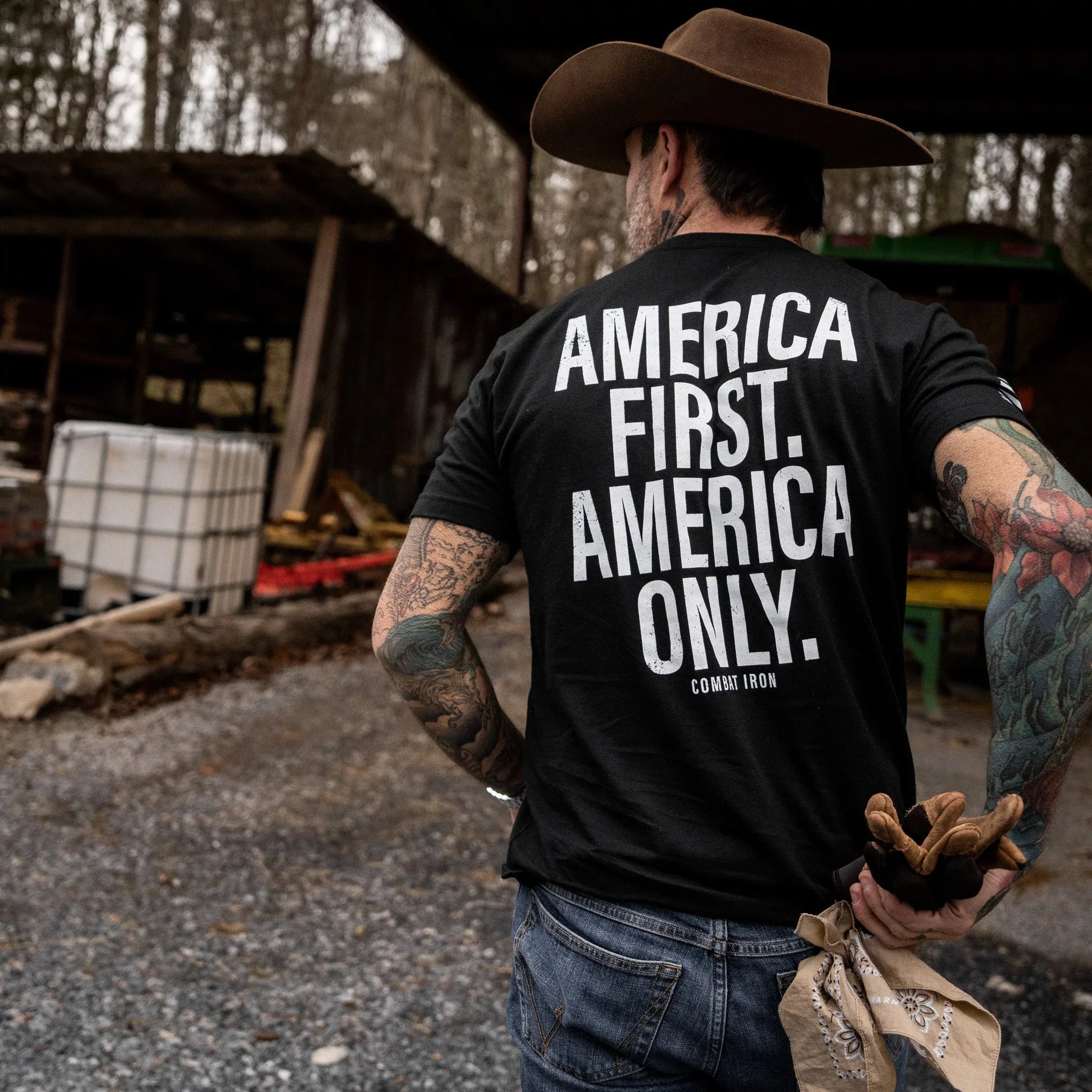America First. American Only. Men's T-Shirt - Combat Iron Apparel Co.