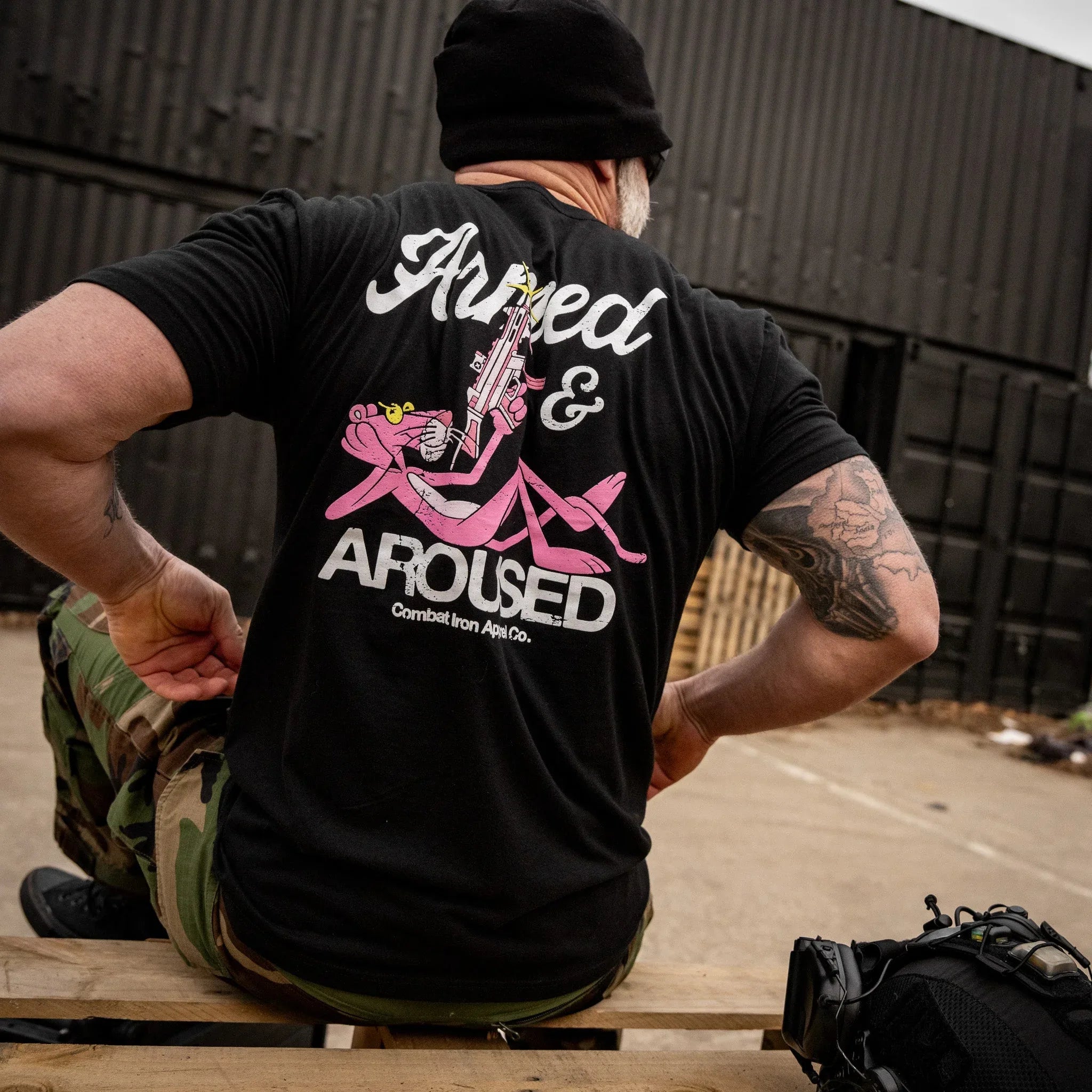 Armed and Aroused Men's T-Shirt - Combat Iron Apparel Co.