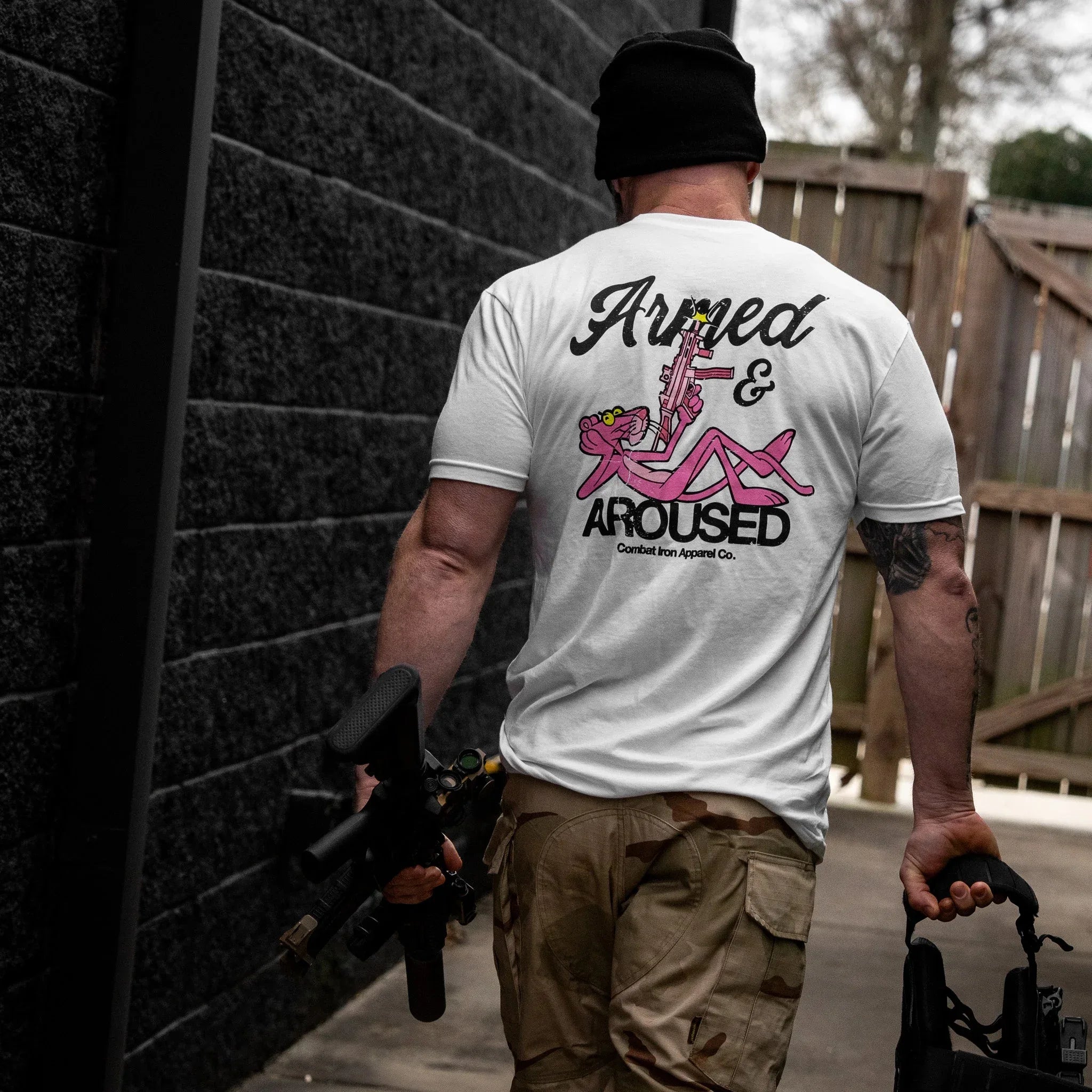 Armed and Aroused Men's T-Shirt - Combat Iron Apparel Co.