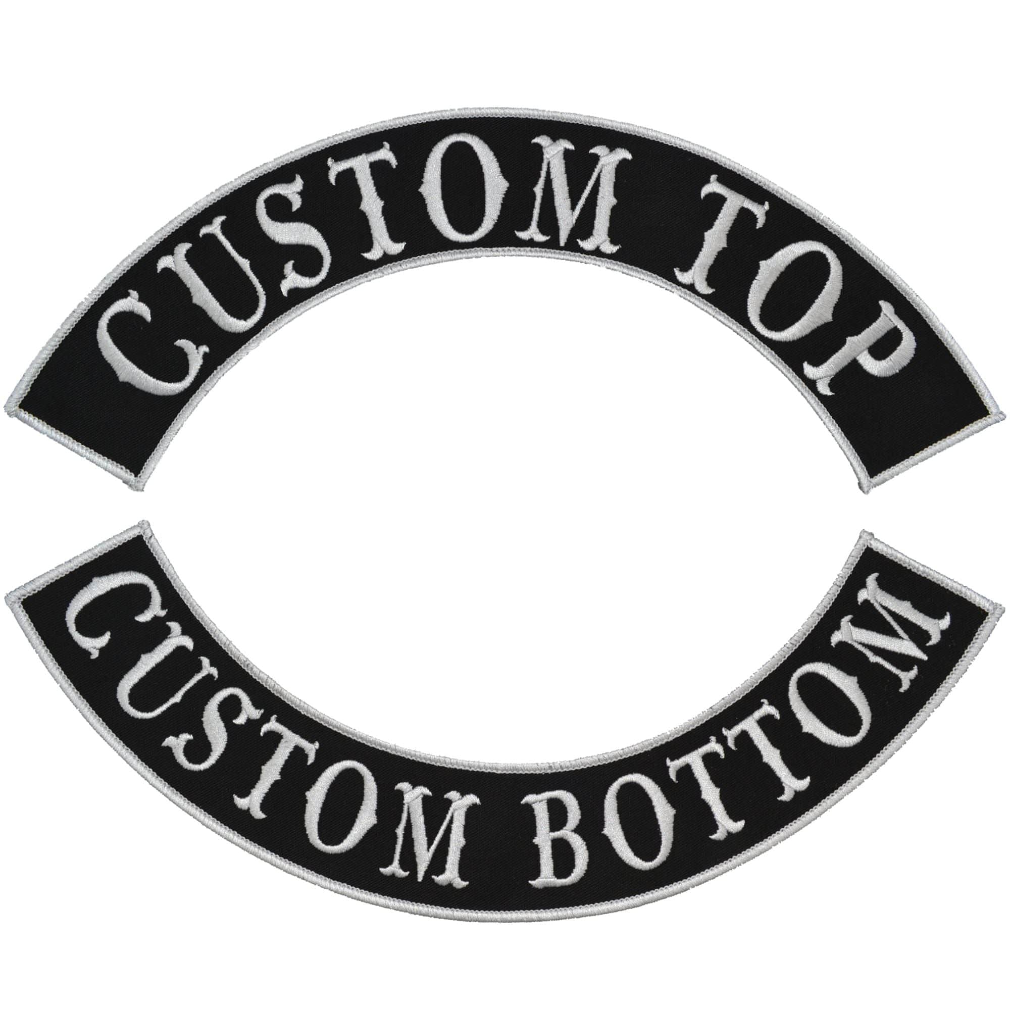 Set 2 Patch Ricamate Per Biker MC Club - Top E Bottom Rocker, Personalizzabili, USA - Foto 3