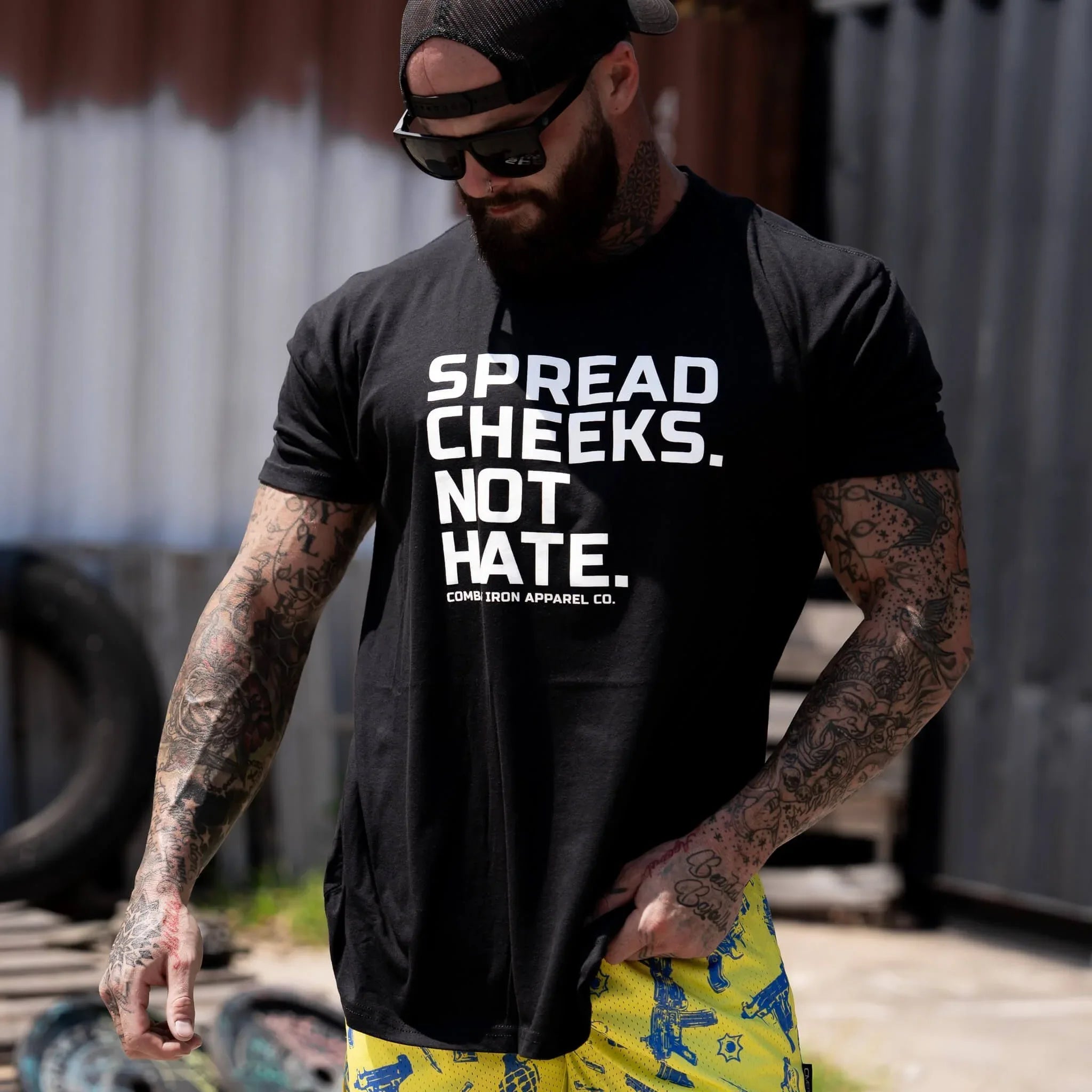 Spread Cheeks. Not Hate. Men's T-Shirt - Combat Iron Apparel Co.