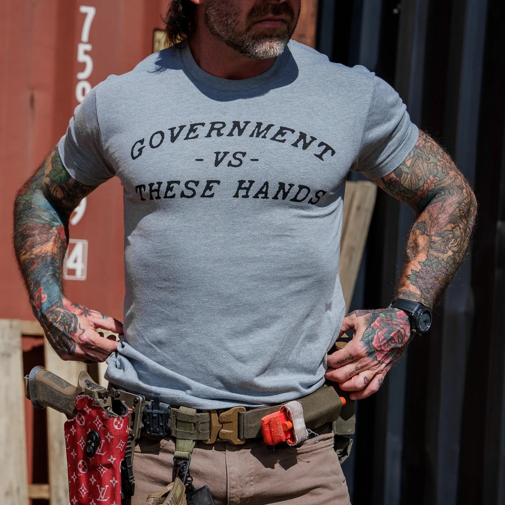 Government -vs- These Hands Men's T-Shirt - Combat Iron Apparel Co.
