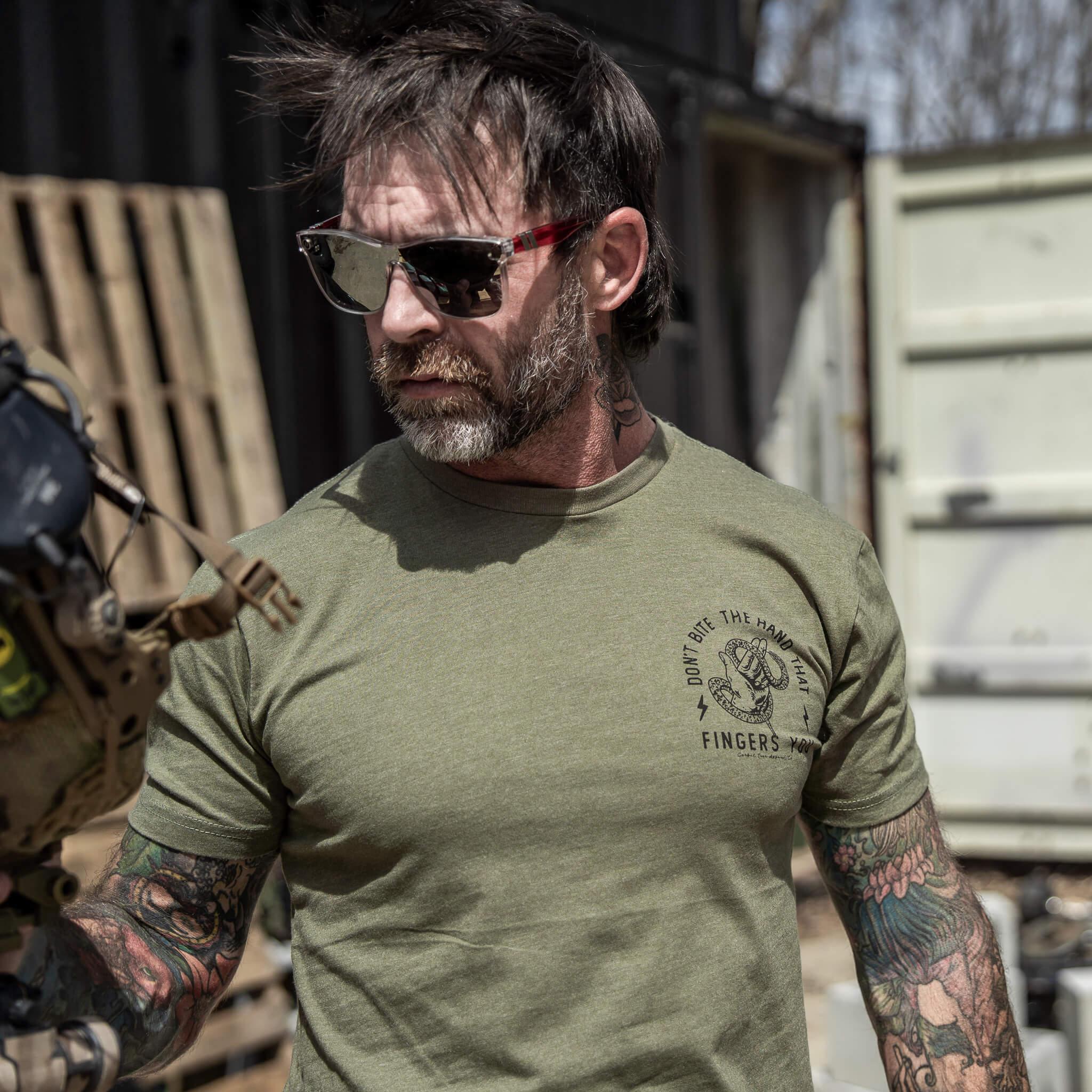 Don't Bite The Hand That Fingers You Men's T-Shirt - Combat Iron Apparel Co.