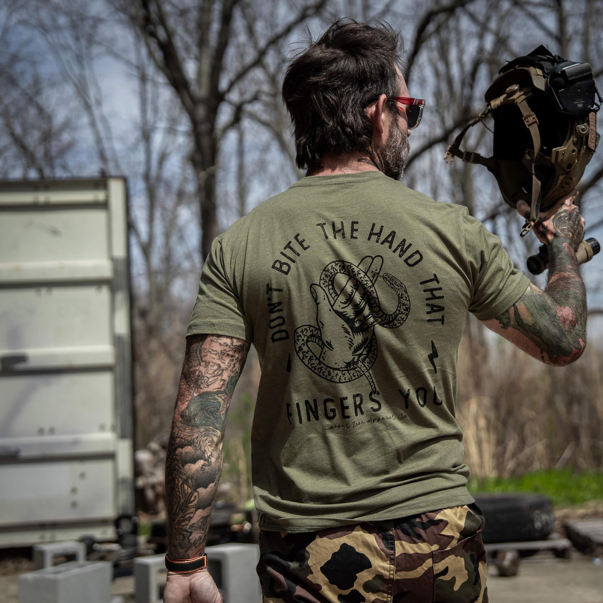 Don't Bite The Hand That Fingers You Men's T-Shirt - Combat Iron Apparel Co.