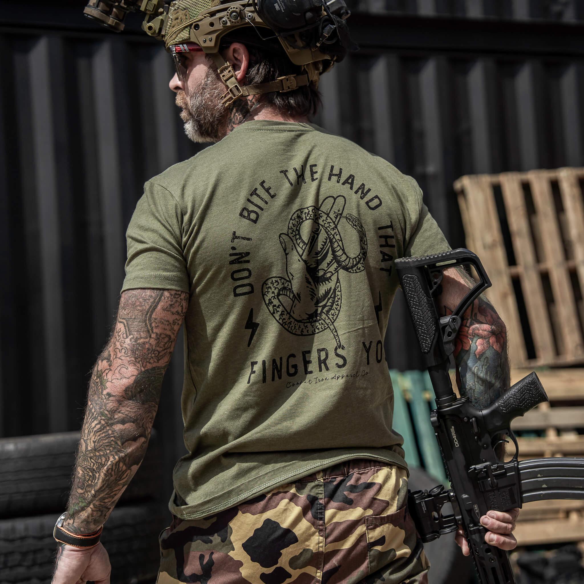 Don't Bite The Hand That Fingers You Men's T-Shirt - Combat Iron Apparel Co.