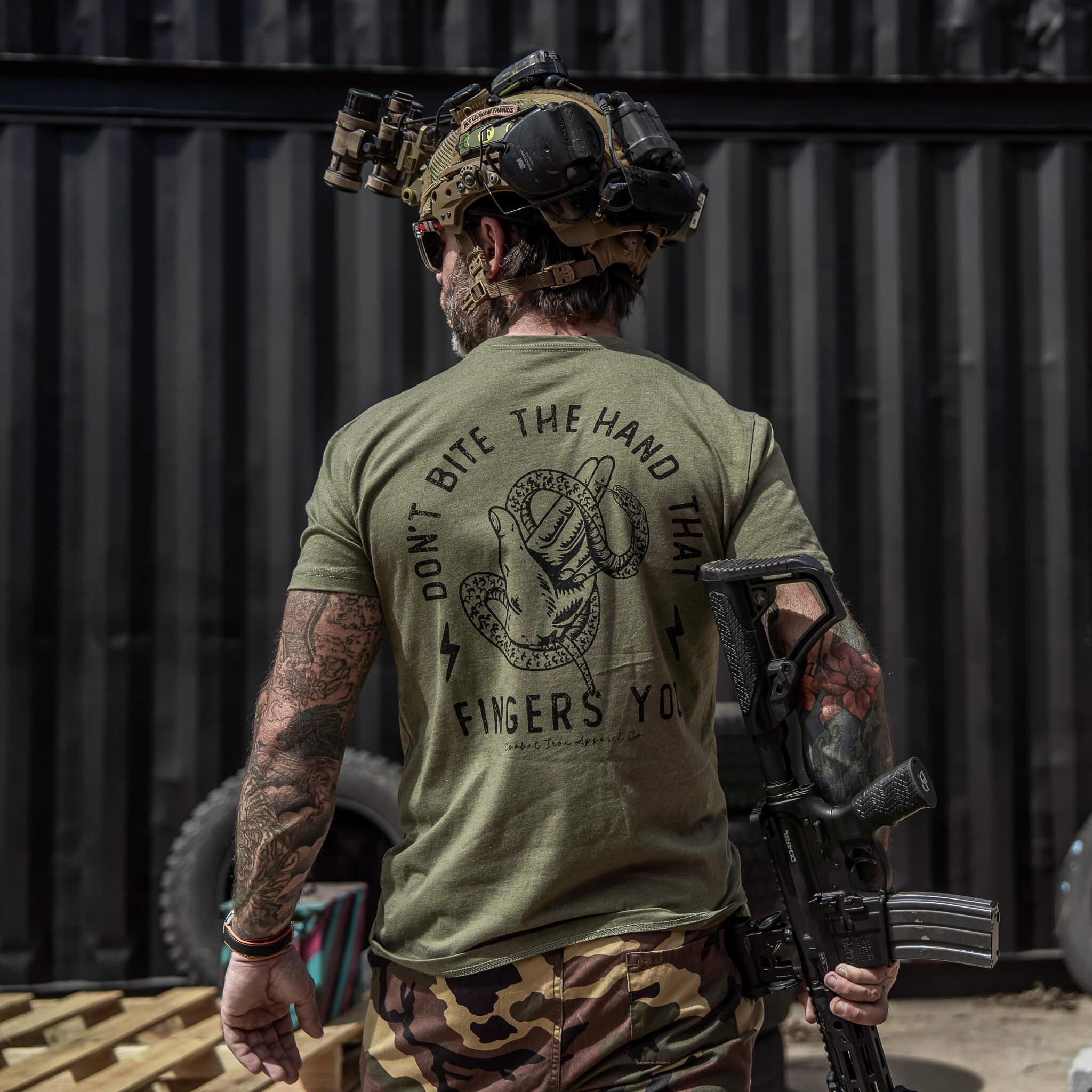 Don't Bite The Hand That Fingers You Men's T-Shirt - Combat Iron Apparel Co.