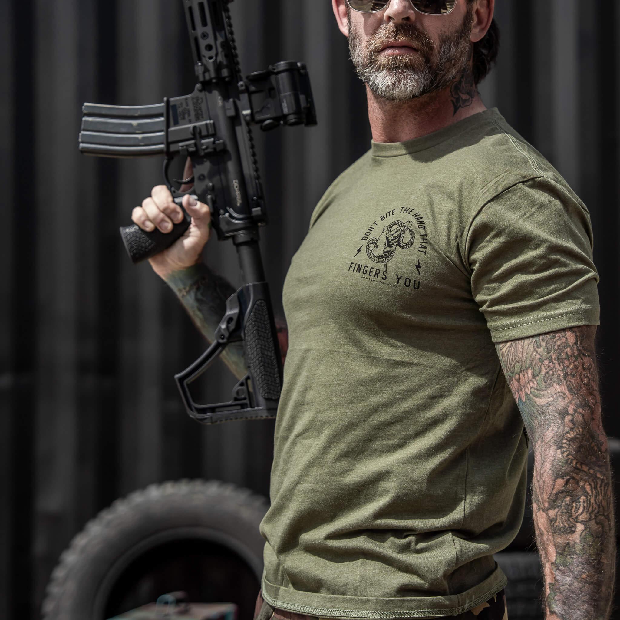 Don't Bite The Hand That Fingers You Men's T-Shirt - Combat Iron Apparel Co.