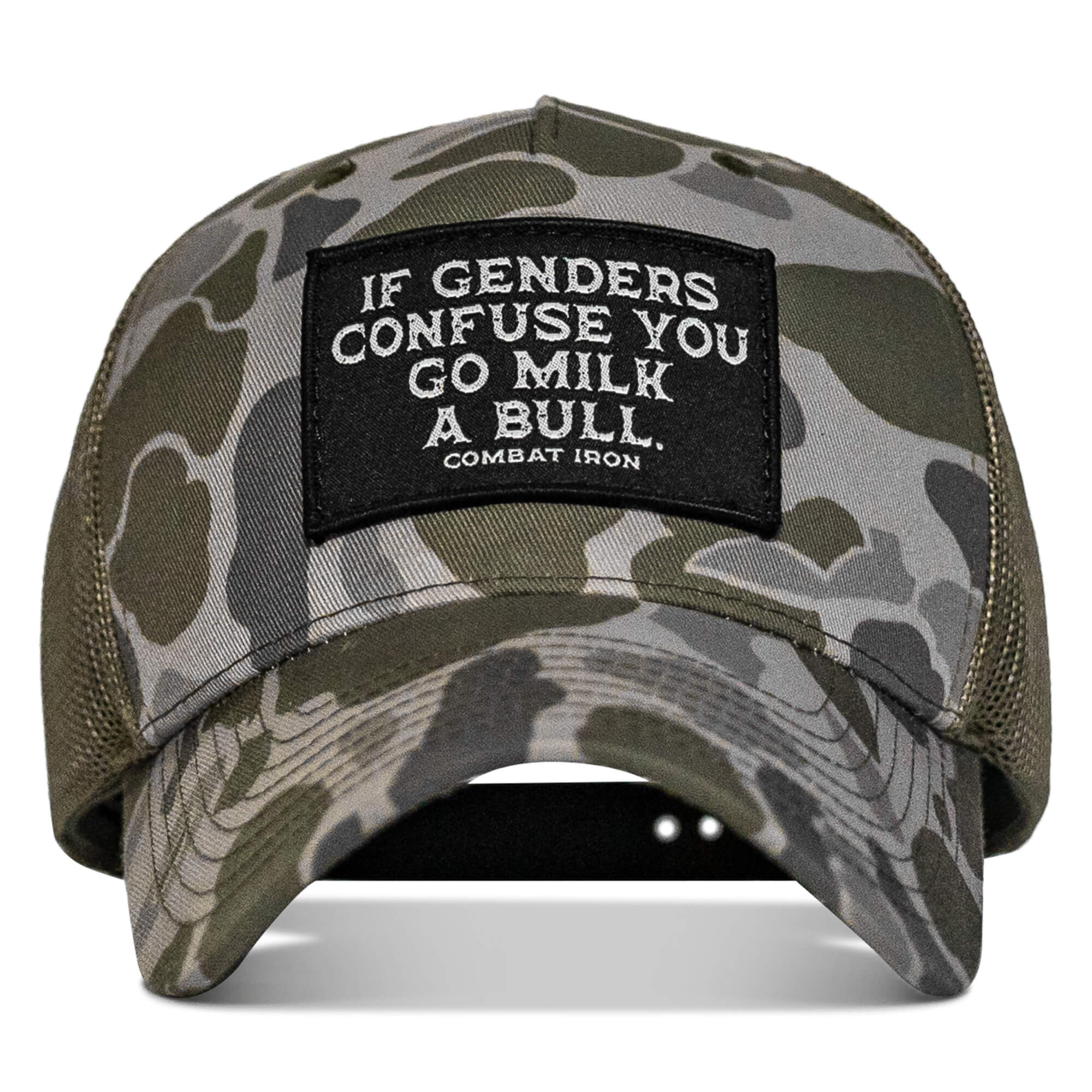 If Genders Confuse You, Go Milk A Bull Patch Snapback Hat - Combat Iron Apparel Co.