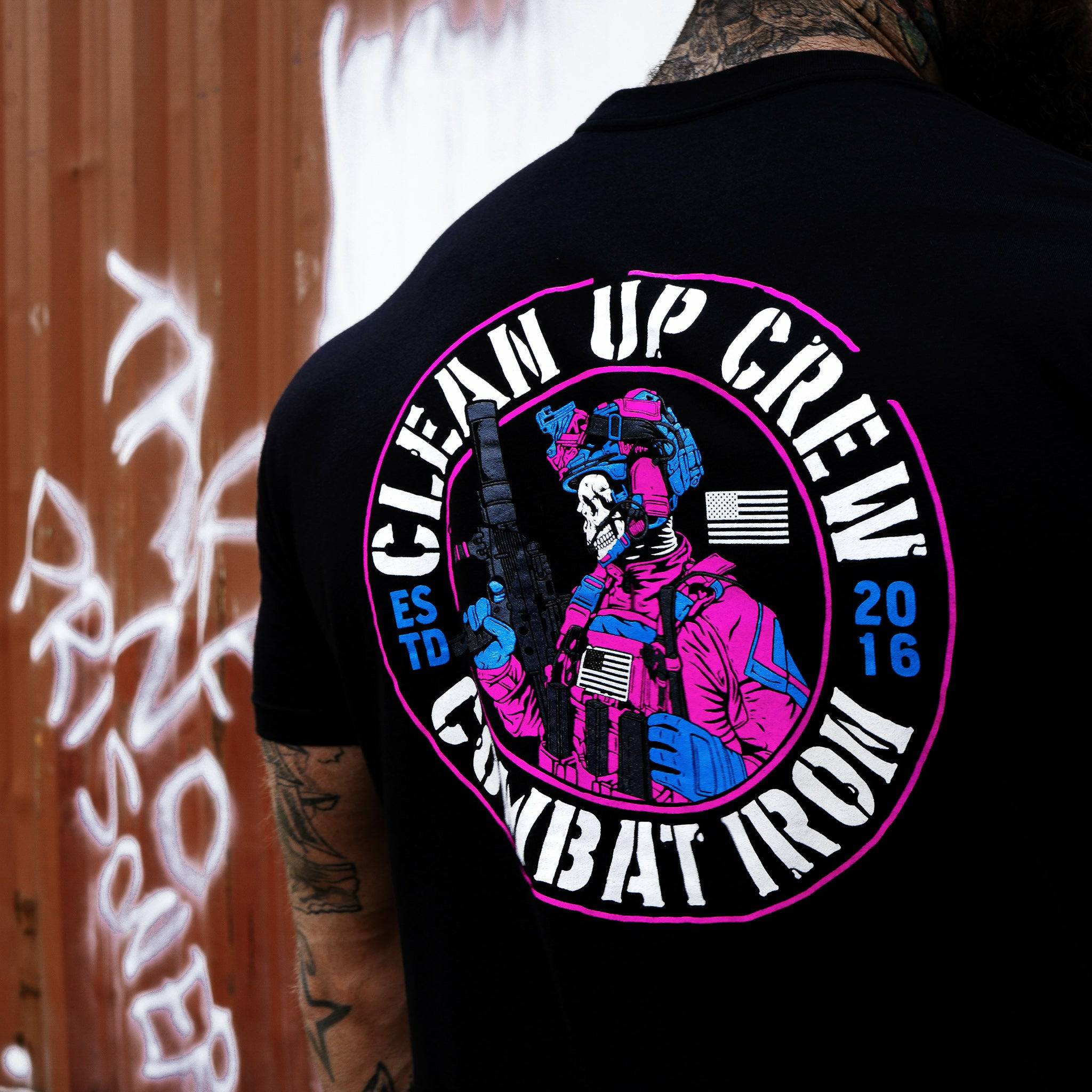 Clean up Crew Operator Skull Men's T-Shirt - Combat Iron Apparel Co.