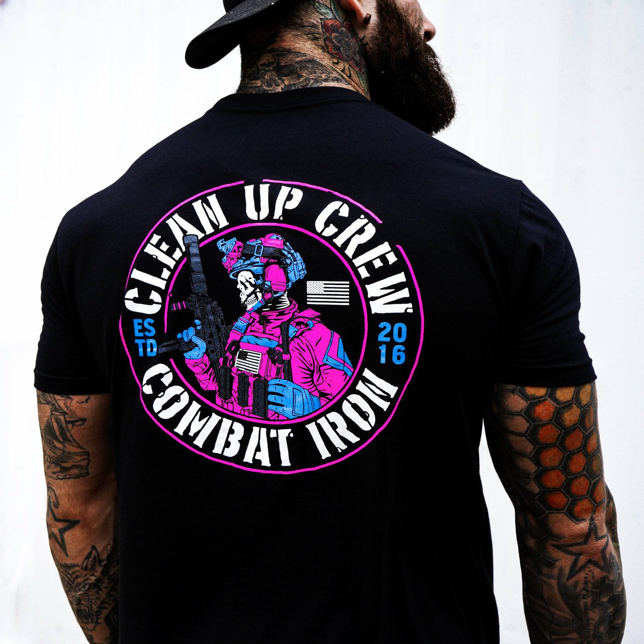 Clean up Crew Operator Skull Men's T-Shirt - Combat Iron Apparel Co.