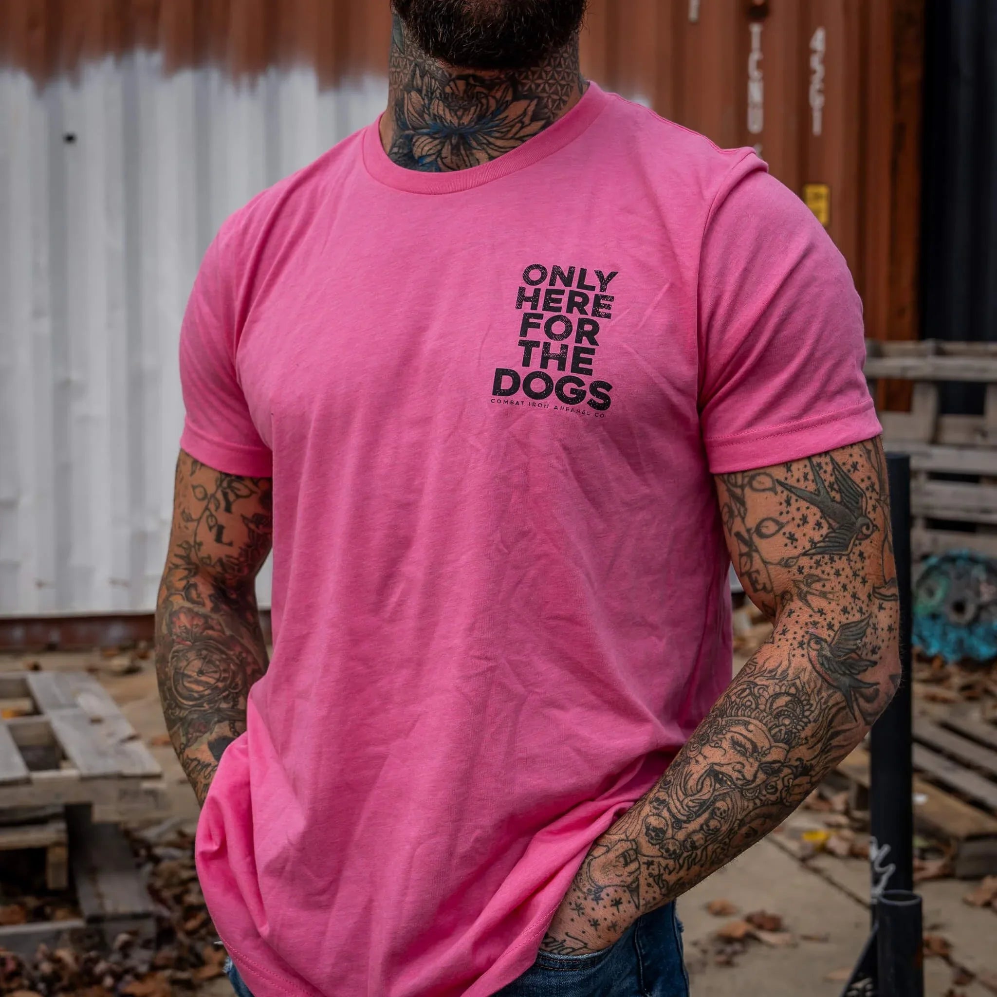 Only Here For The Dogs Men's T-Shirt - Combat Iron Apparel Co.