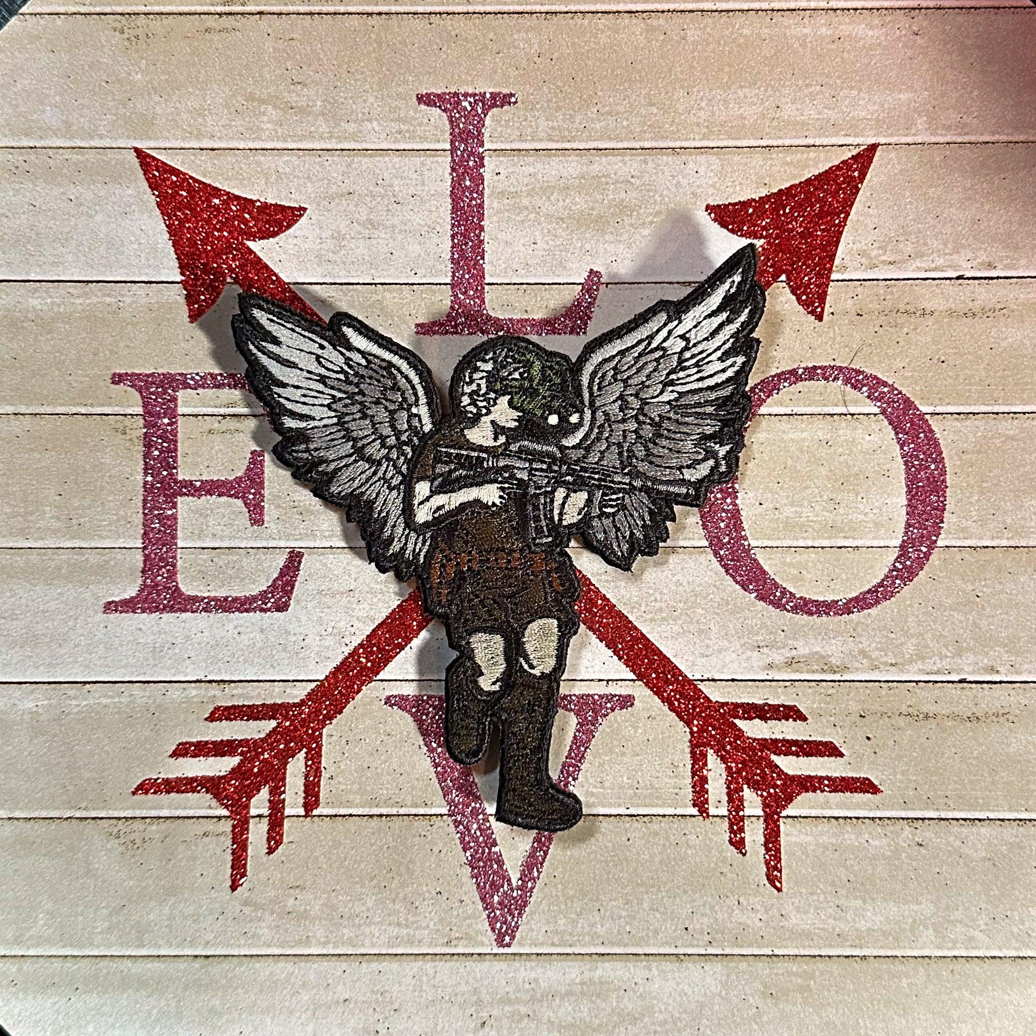 Tactical Cupid Cherub with AR-15 and Glow in the Dark Night Vision - 4.25" inch Patch