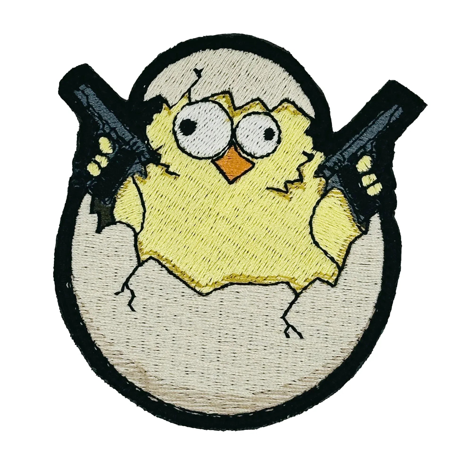 Guns A Blazing Battle Ready Baby Chicken - Chick N Egg - Embroidered 4" Patch - Bad Bunny Collection