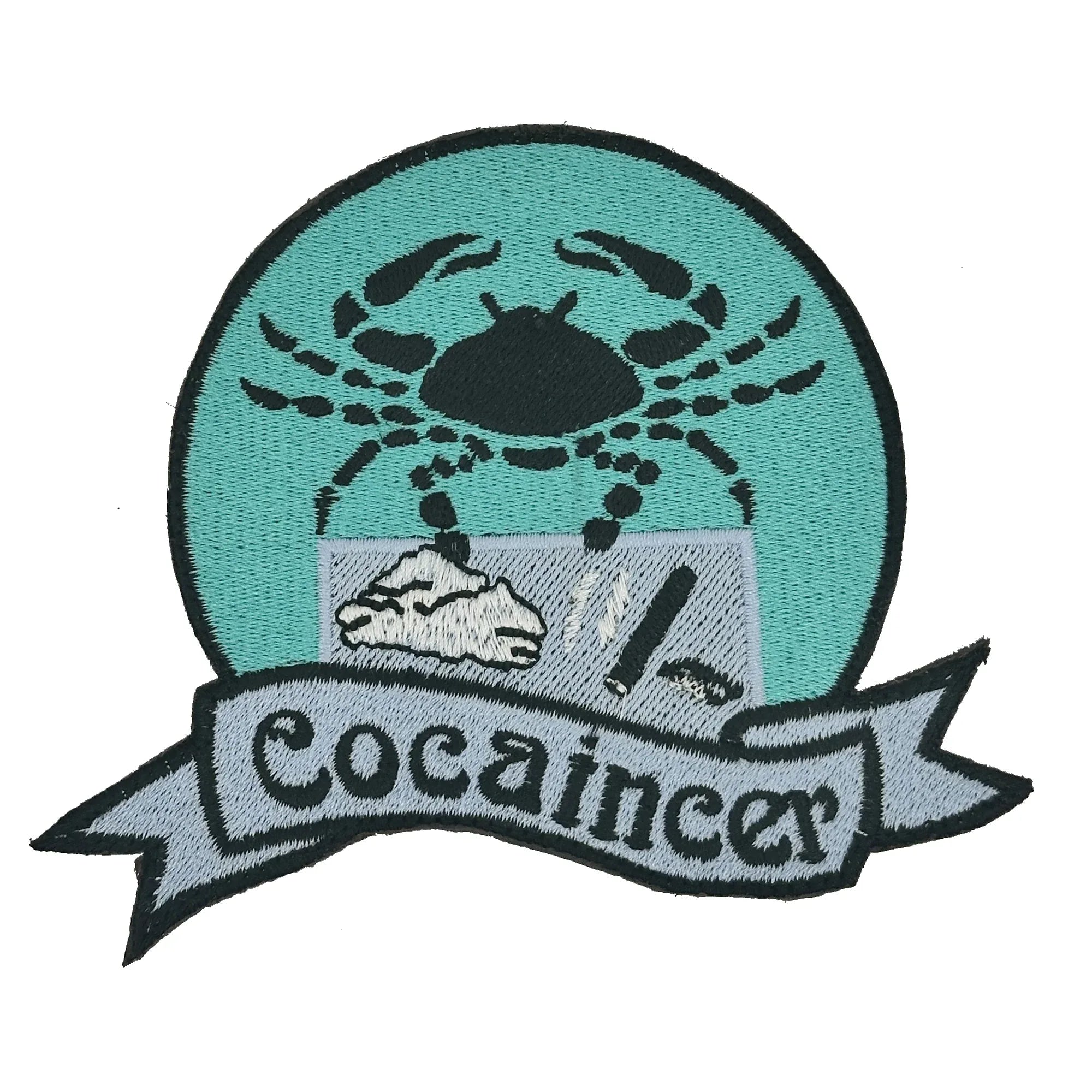 Coked up Crab 'Cocaincer' - Cancer - 4.5" Astrological Funny Parody Patch