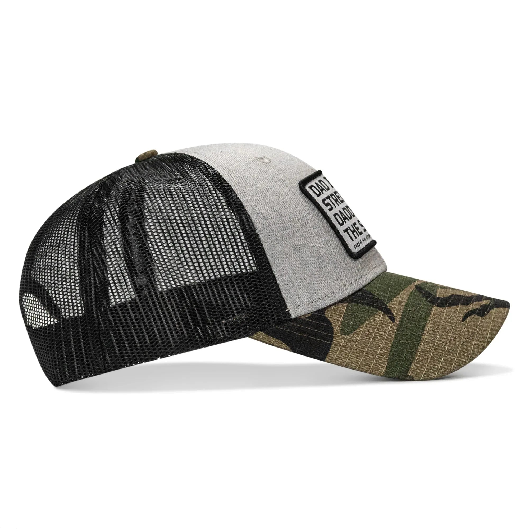 Dad In The Streets. Daddy In The Sheets. White Patch Snapback Hat - Combat Iron Apparel Co.