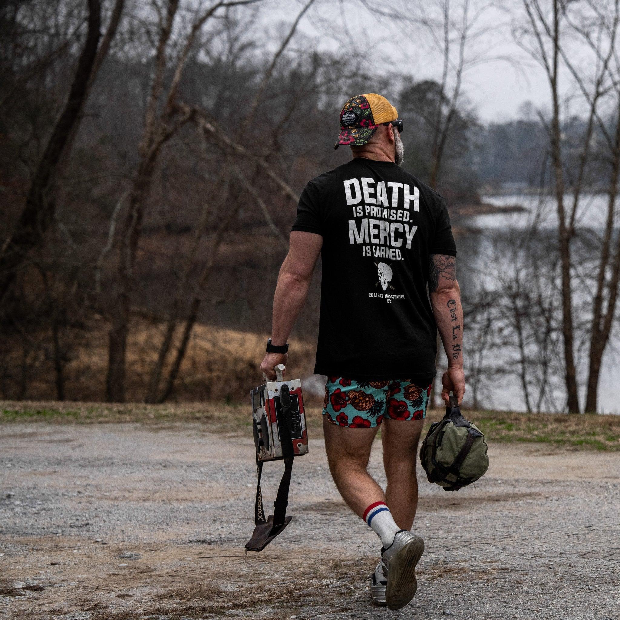Death Is Promised. Mercy Is Earned Men's T-Shirt - Combat Iron Apparel Co.