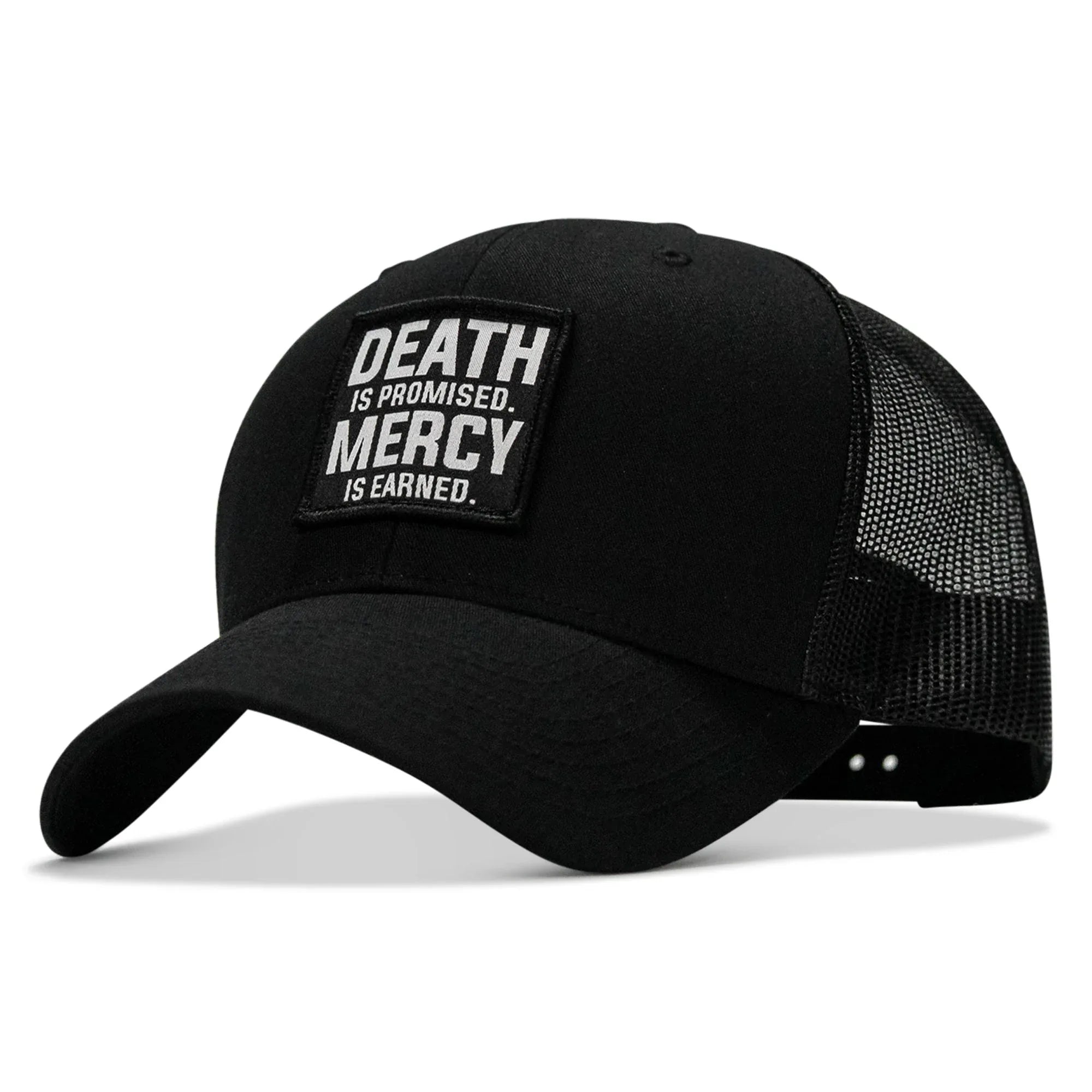 Death Is Promised. Mercy Is Earned Patch Snapback Hat - Combat Iron Apparel Co.