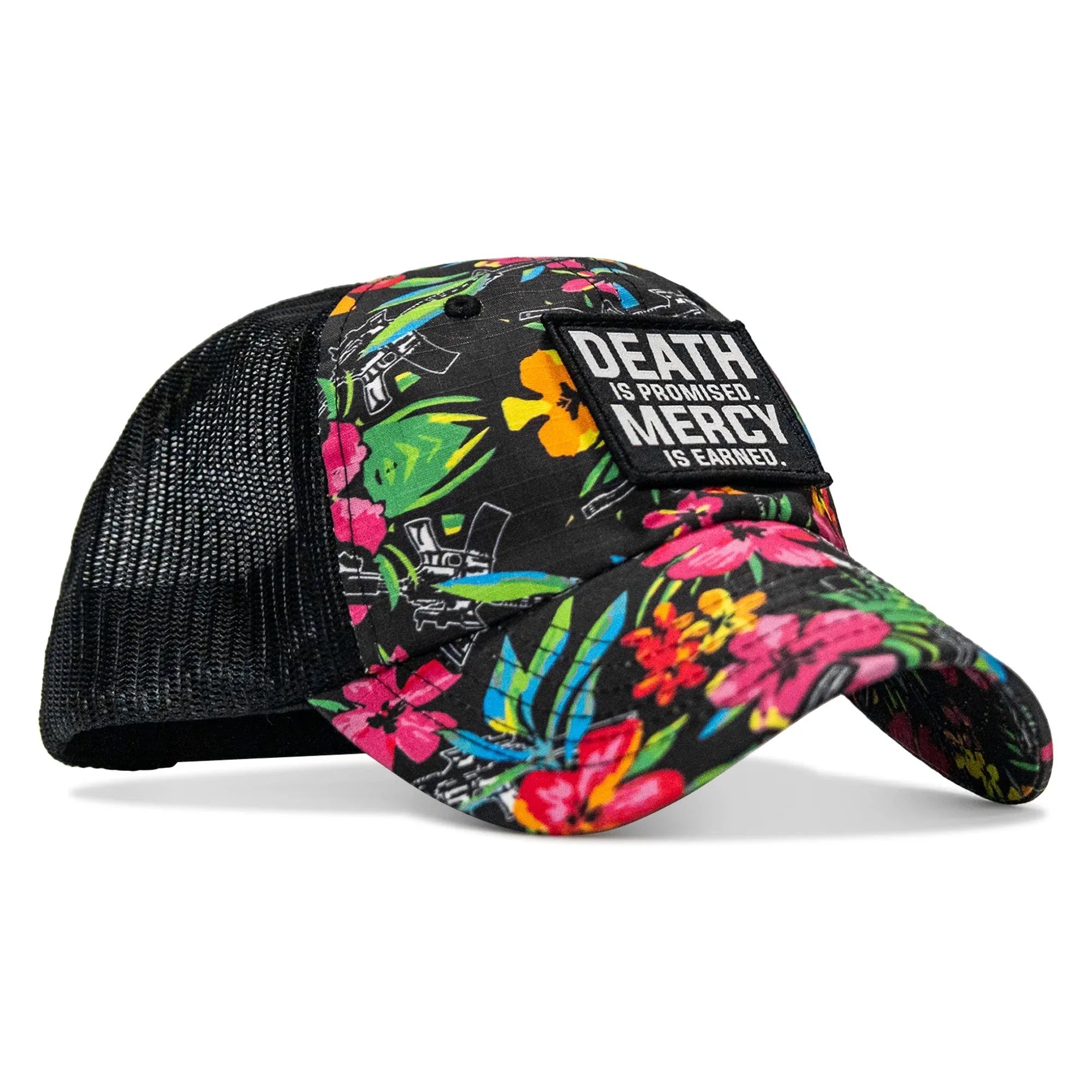 Death Is Promised. Mercy Is Earned Patch. Tactical Ripstop Mesh Snapback Hat - Combat Iron Apparel Co.