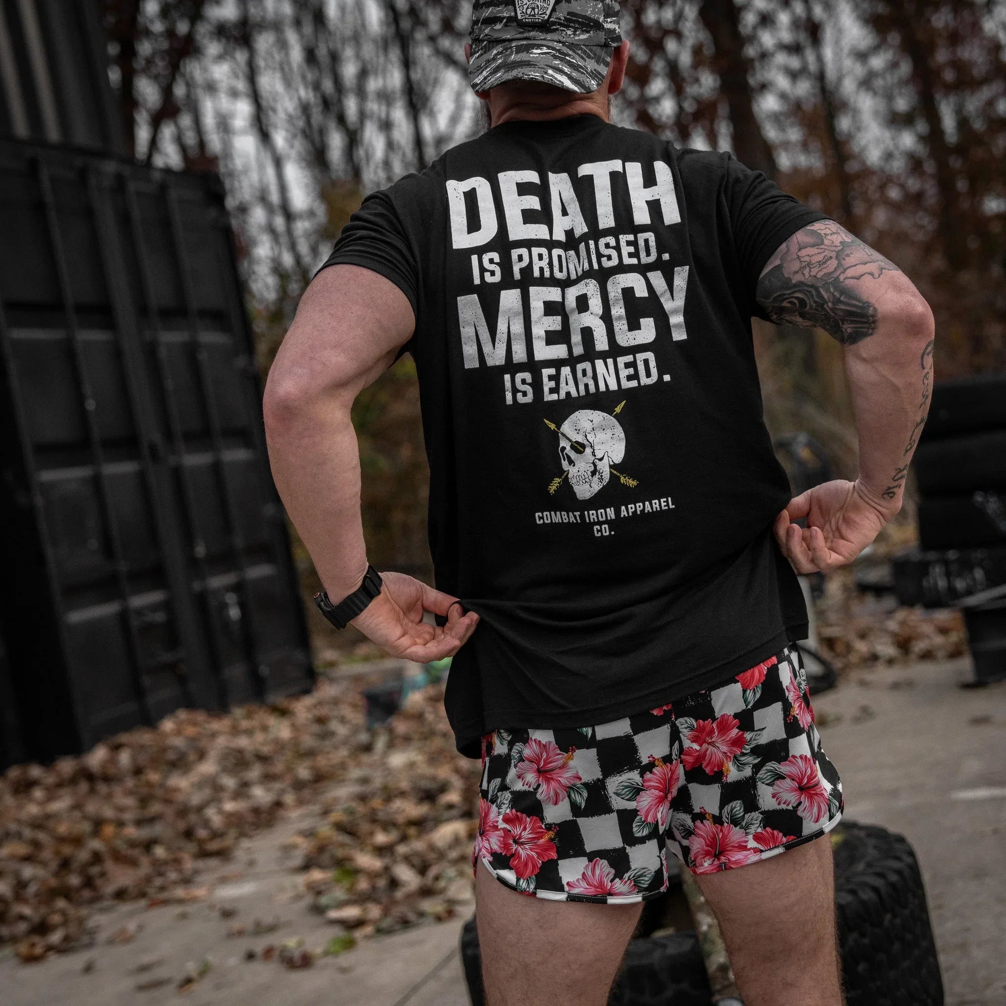 Death Is Promised. Mercy Is Earned Men's T-Shirt - Combat Iron Apparel Co.