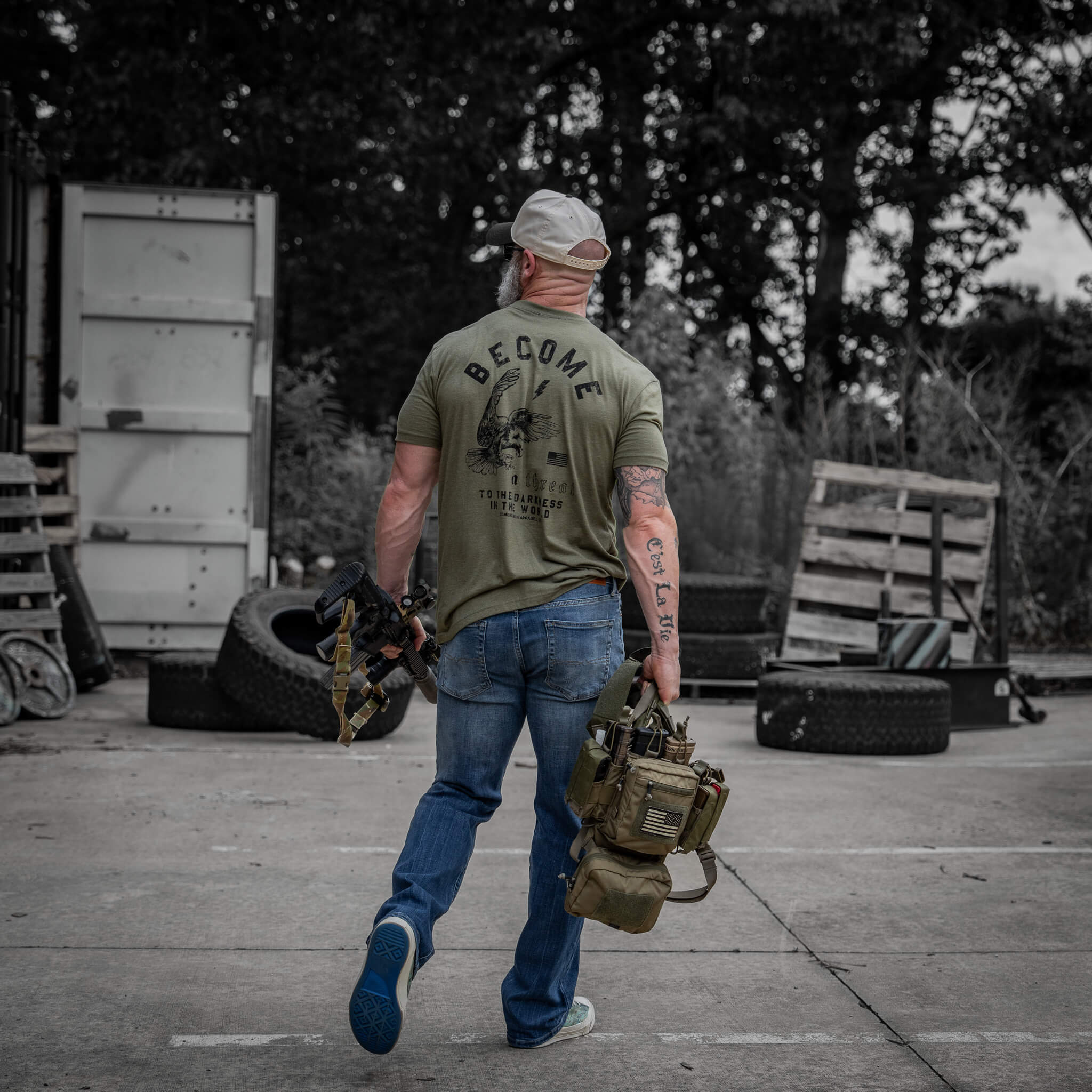 Become A Threat To The Darkness Men's T-Shirt - Combat Iron Apparel Co.