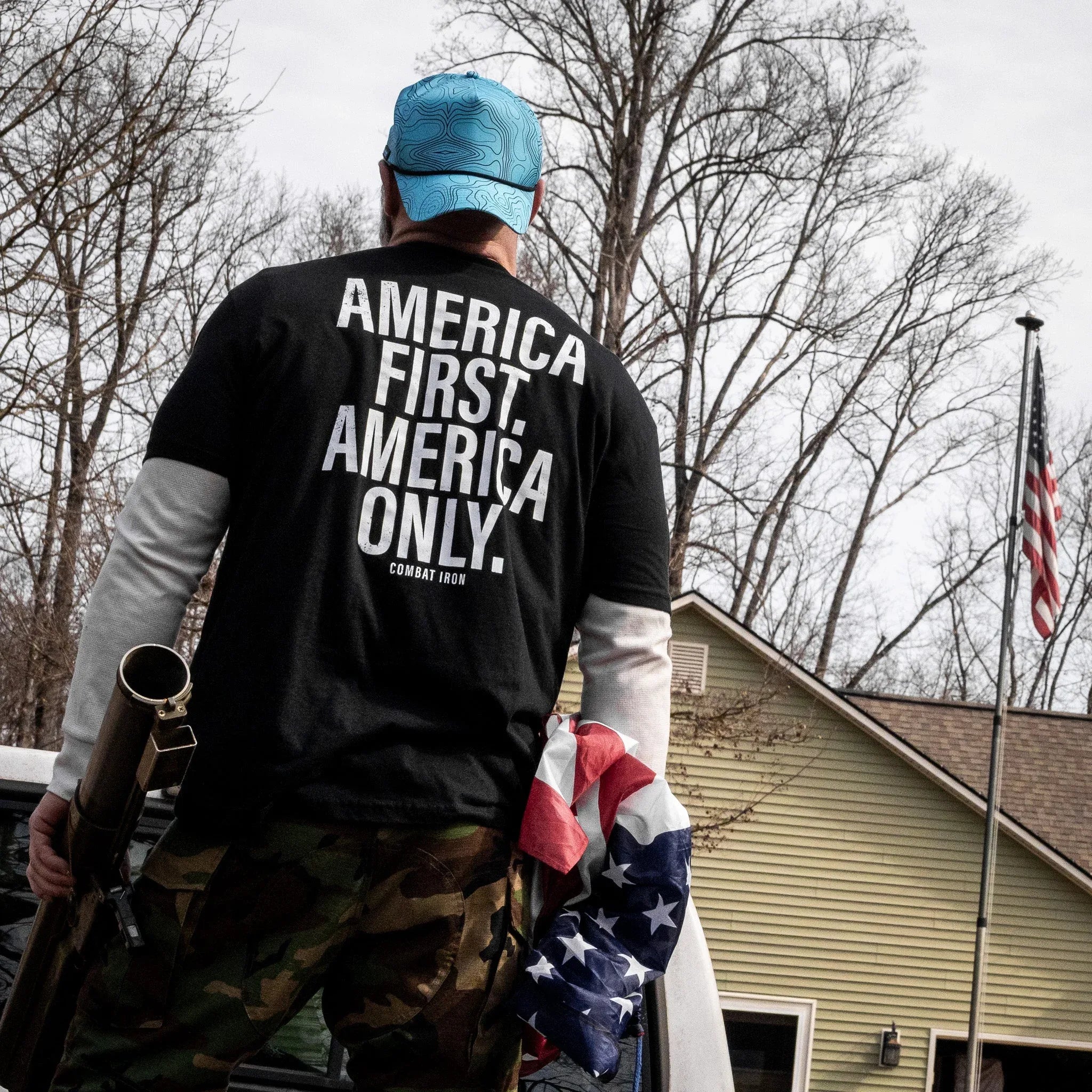 America First. American Only. Men's T-Shirt - Combat Iron Apparel Co.