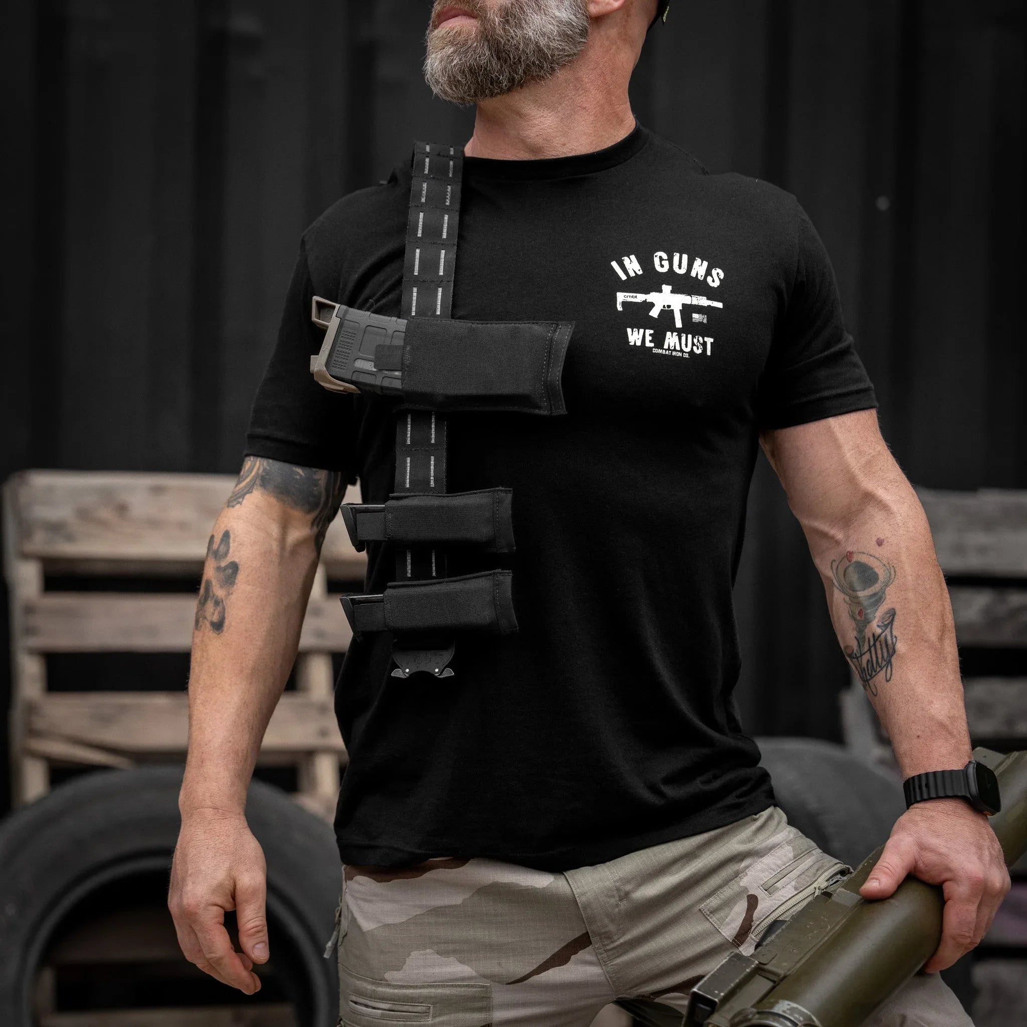 In Guns We Must Men's T-Shirt - Combat Iron Apparel Co.