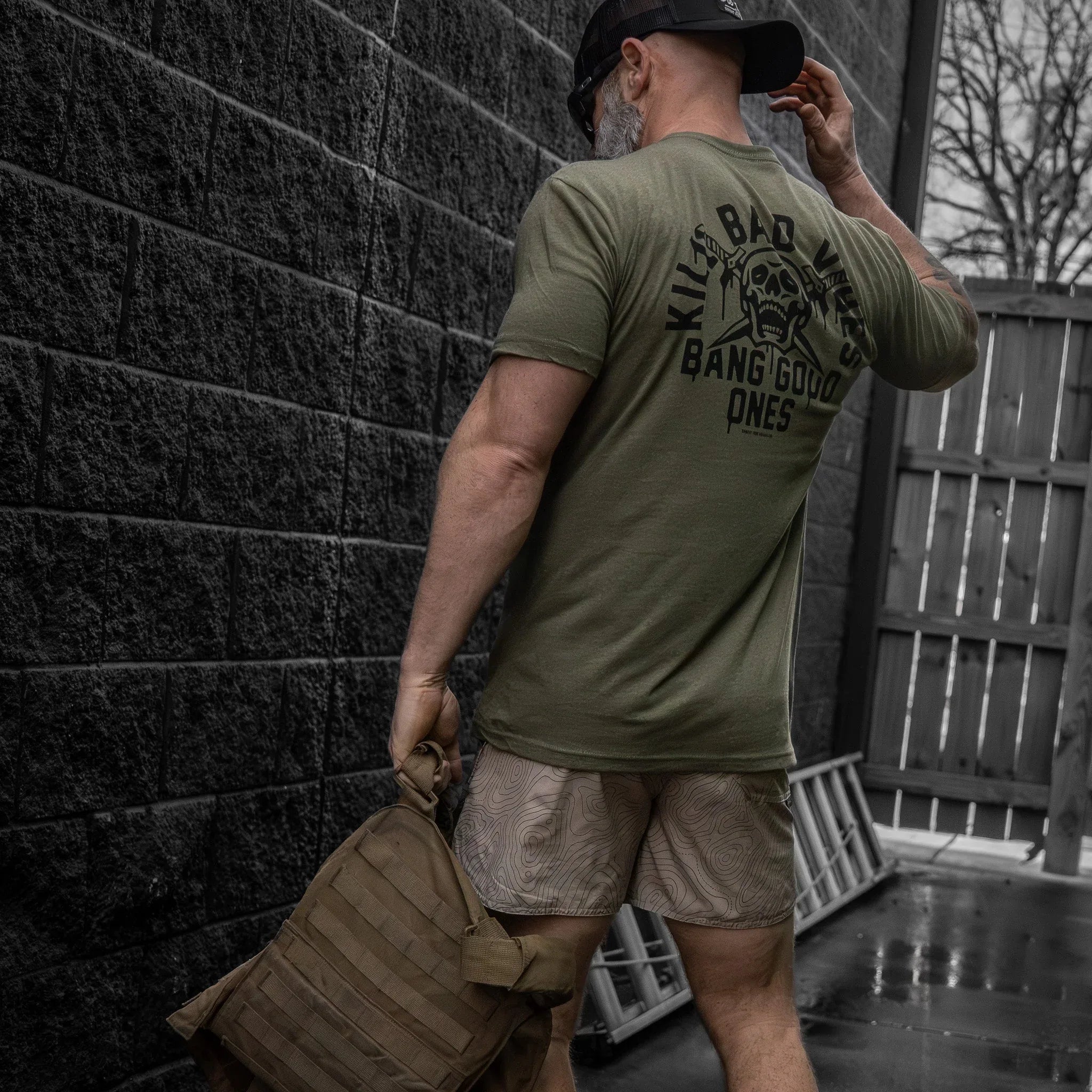 Kill Bad Vibes. Bang Good Ones Skull Men's T-Shirt - Combat Iron Apparel Co.