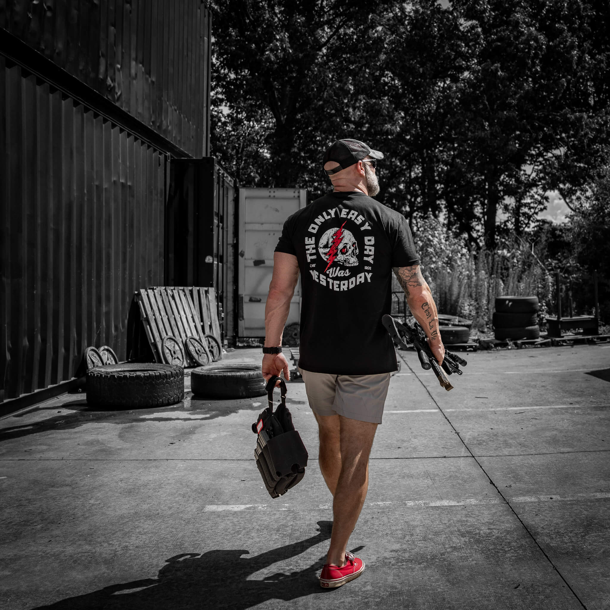 Only Easy Day Was Yesterday Skull Men's T-Shirt - Combat Iron Apparel Co.
