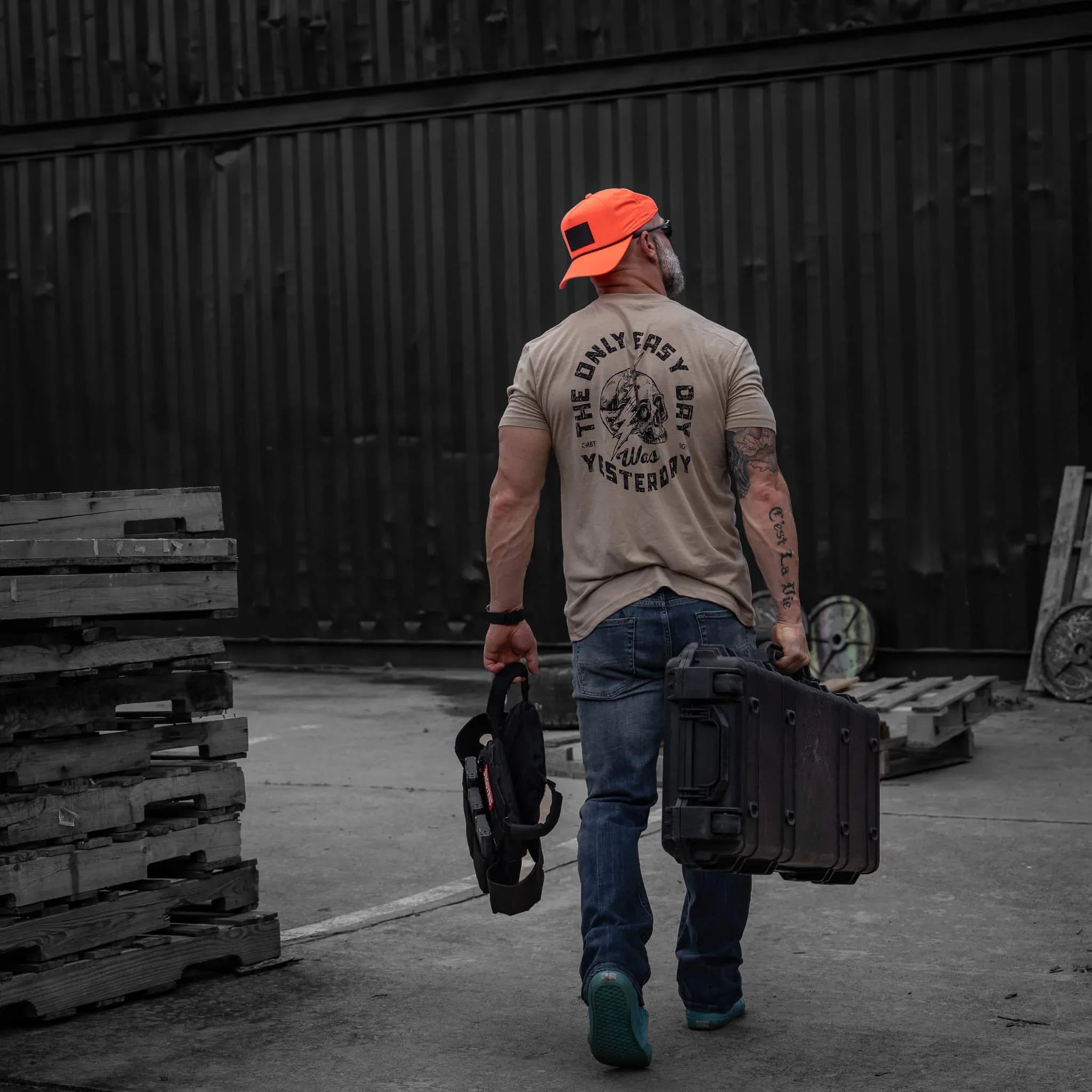 Only Easy Day Was Yesterday Skull Men's T-Shirt - Combat Iron Apparel Co.