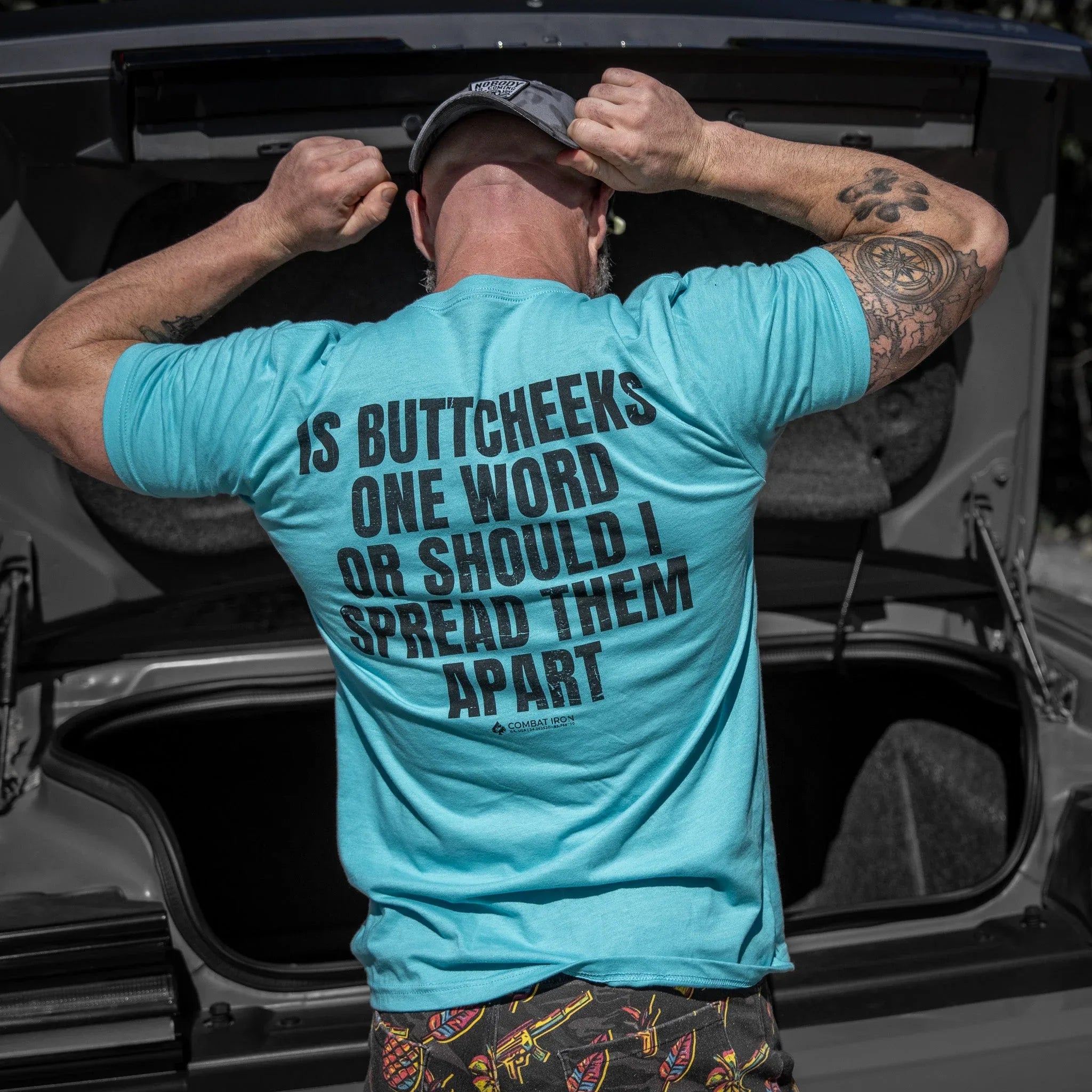 Is Buttcheeks One Word Or Should I Spread Them Apart Men's T-Shirt - Combat Iron Apparel Co.