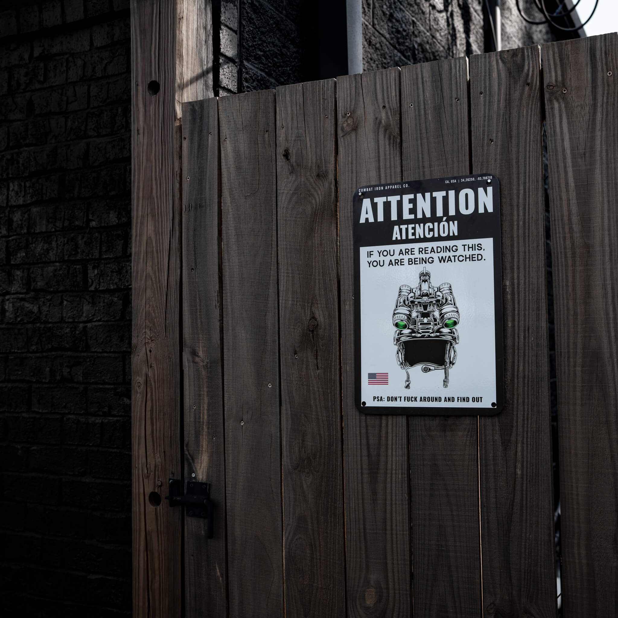 Attention You Are Being Watched Wall Mounted Metal Sign - Combat Iron Apparel Co.
