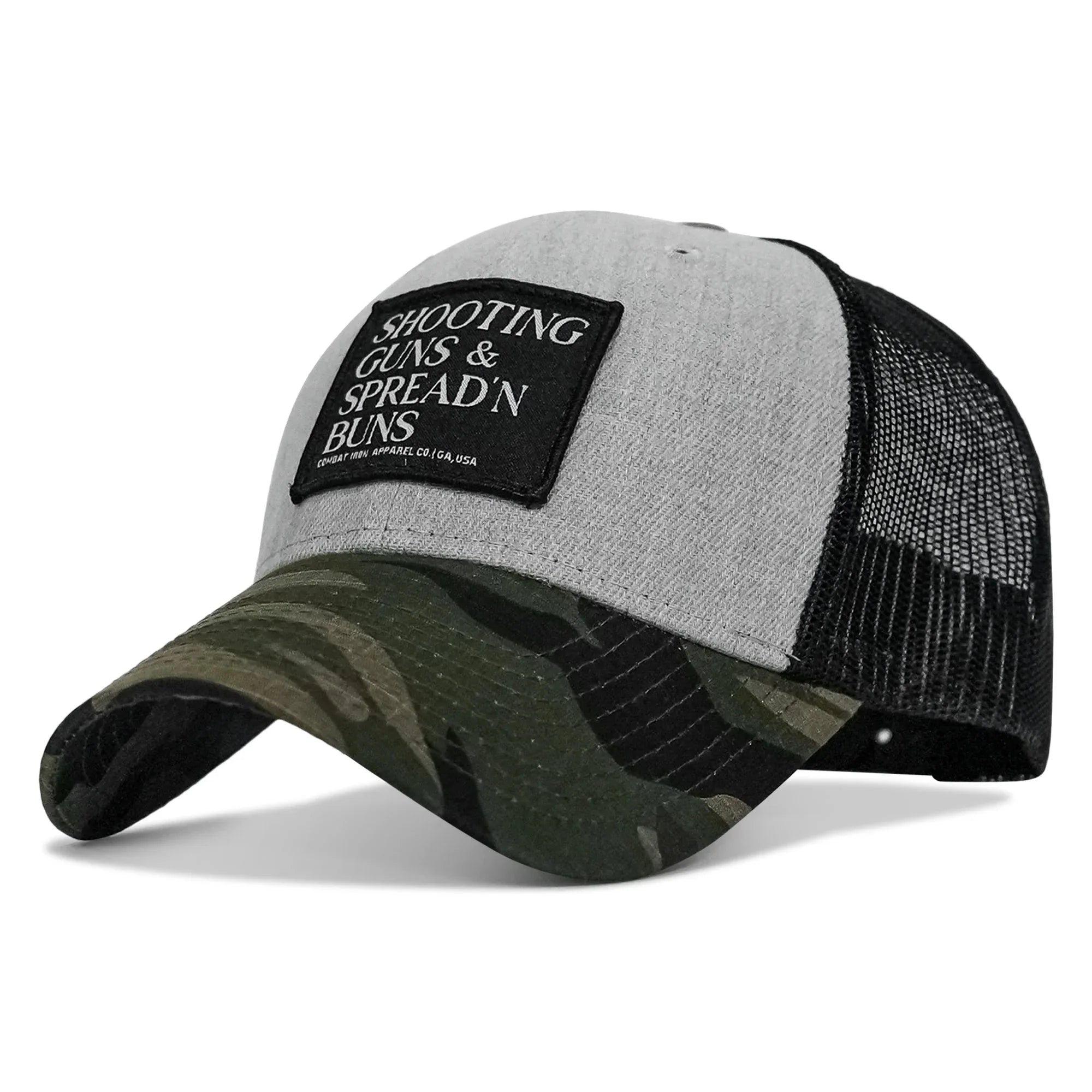Shooting Guns & Spread'n Buns Patch Snapback Hat - Combat Iron Apparel Co.