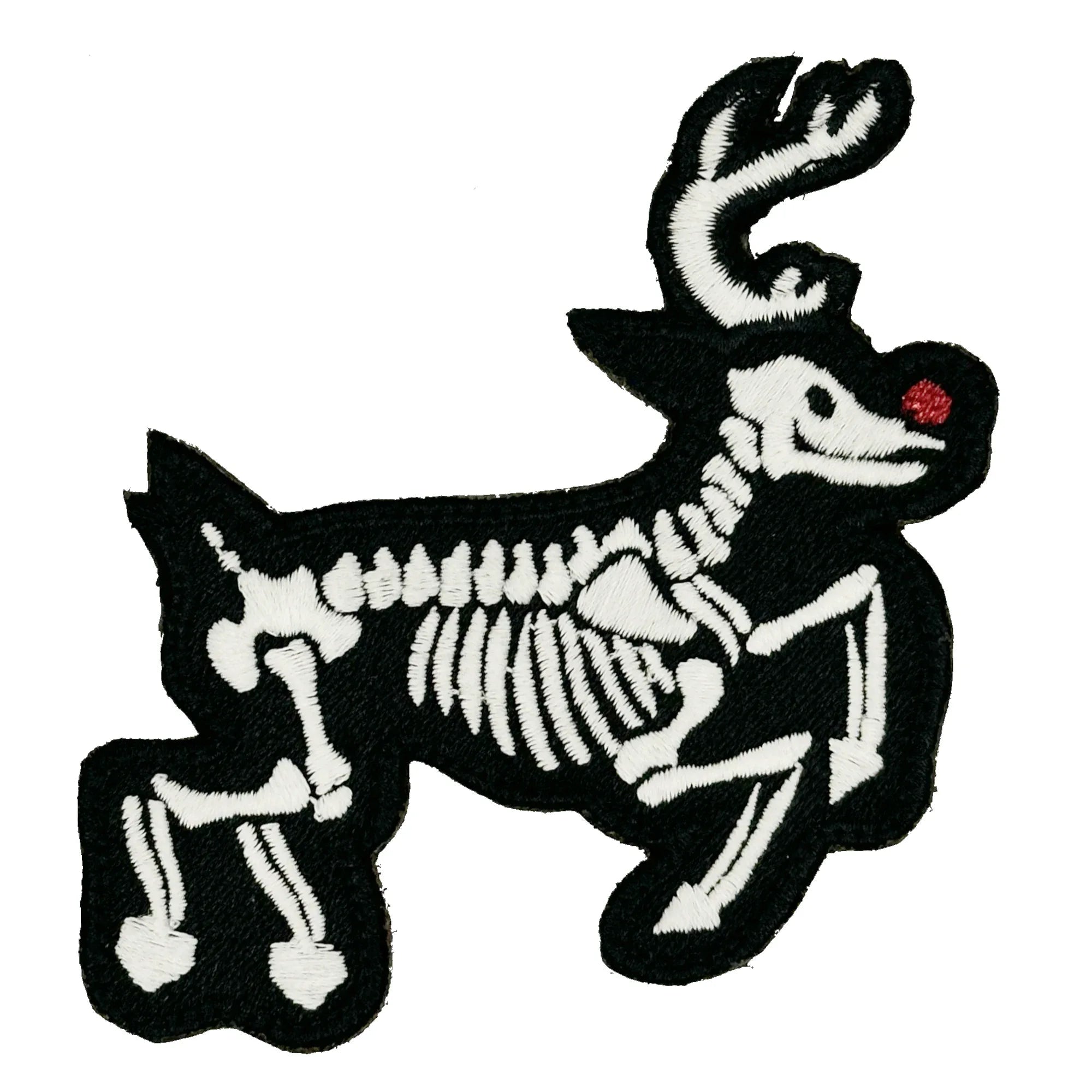 Skeleton Rudolph Reindeer GID Glow in the Dark 4" Embroidered Patch
