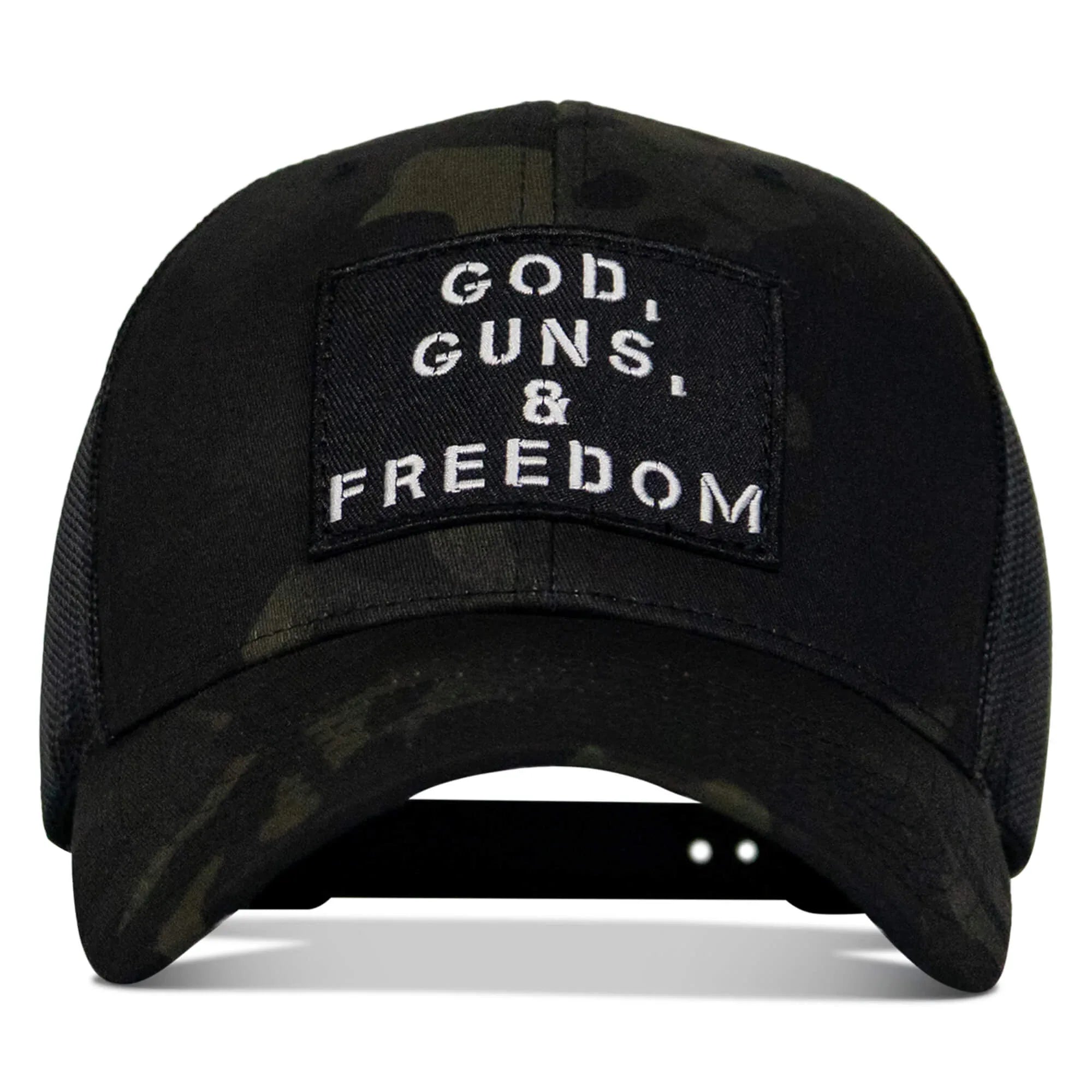 God, Guns, And Freedom Patch Mid-Profile Mesh Snapback Hat - Combat Iron Apparel Co.