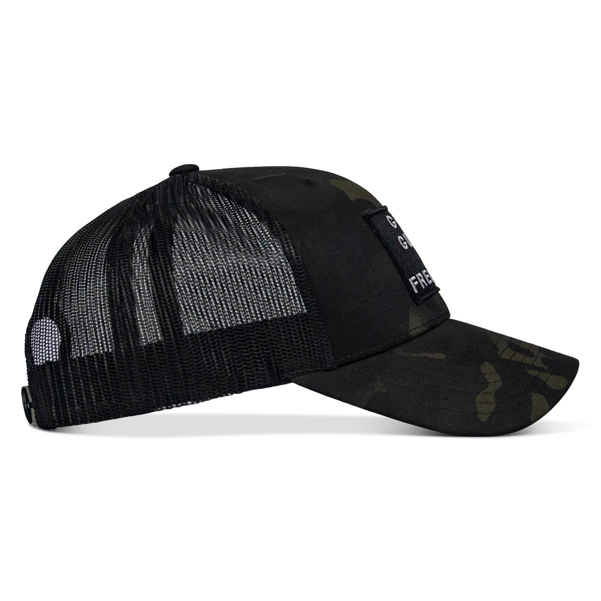 God, Guns, And Freedom Patch Mid-Profile Mesh Snapback Hat - Combat Iron Apparel Co.