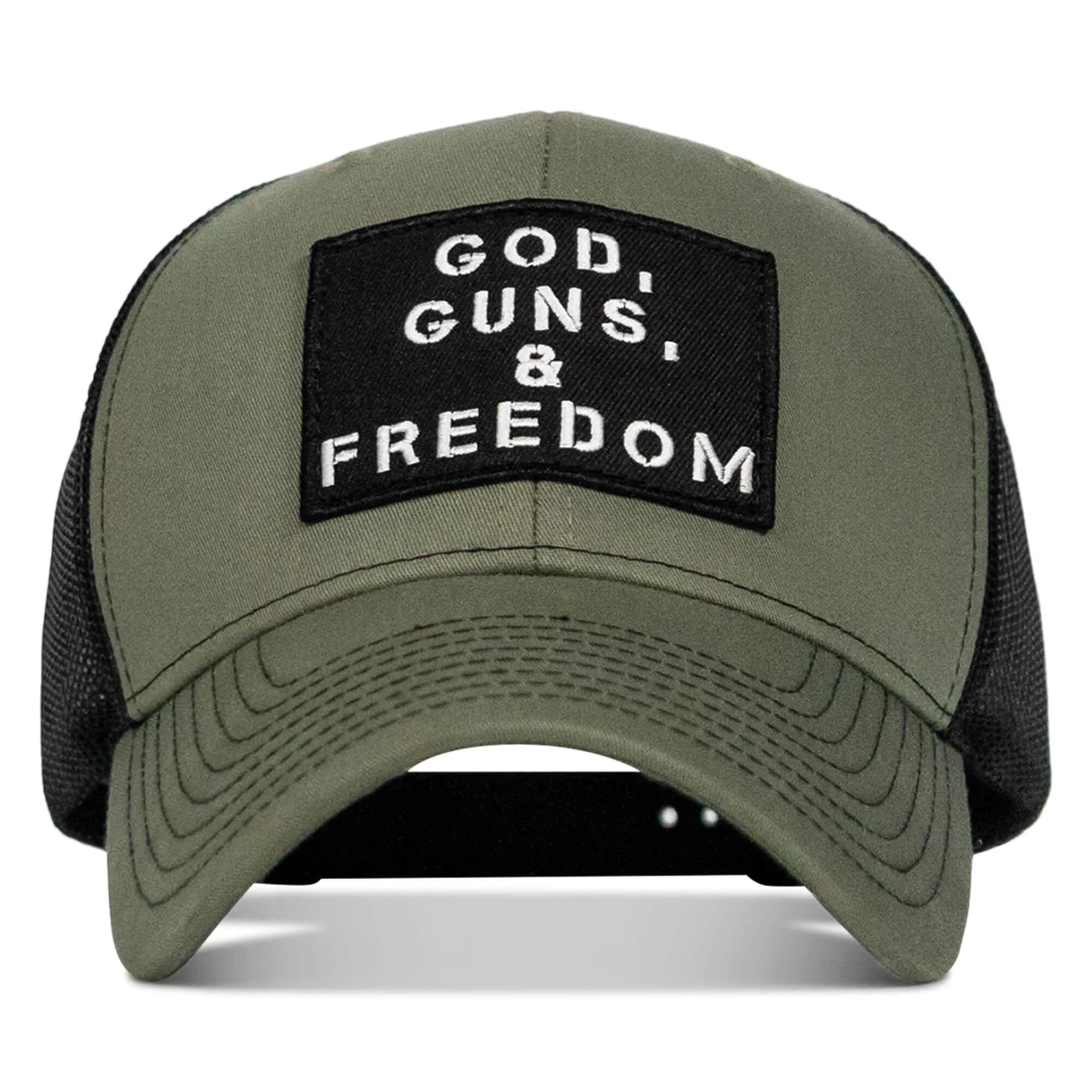 God, Guns, And Freedom Patch Mid-Profile Mesh Snapback Hat - Combat Iron Apparel Co.