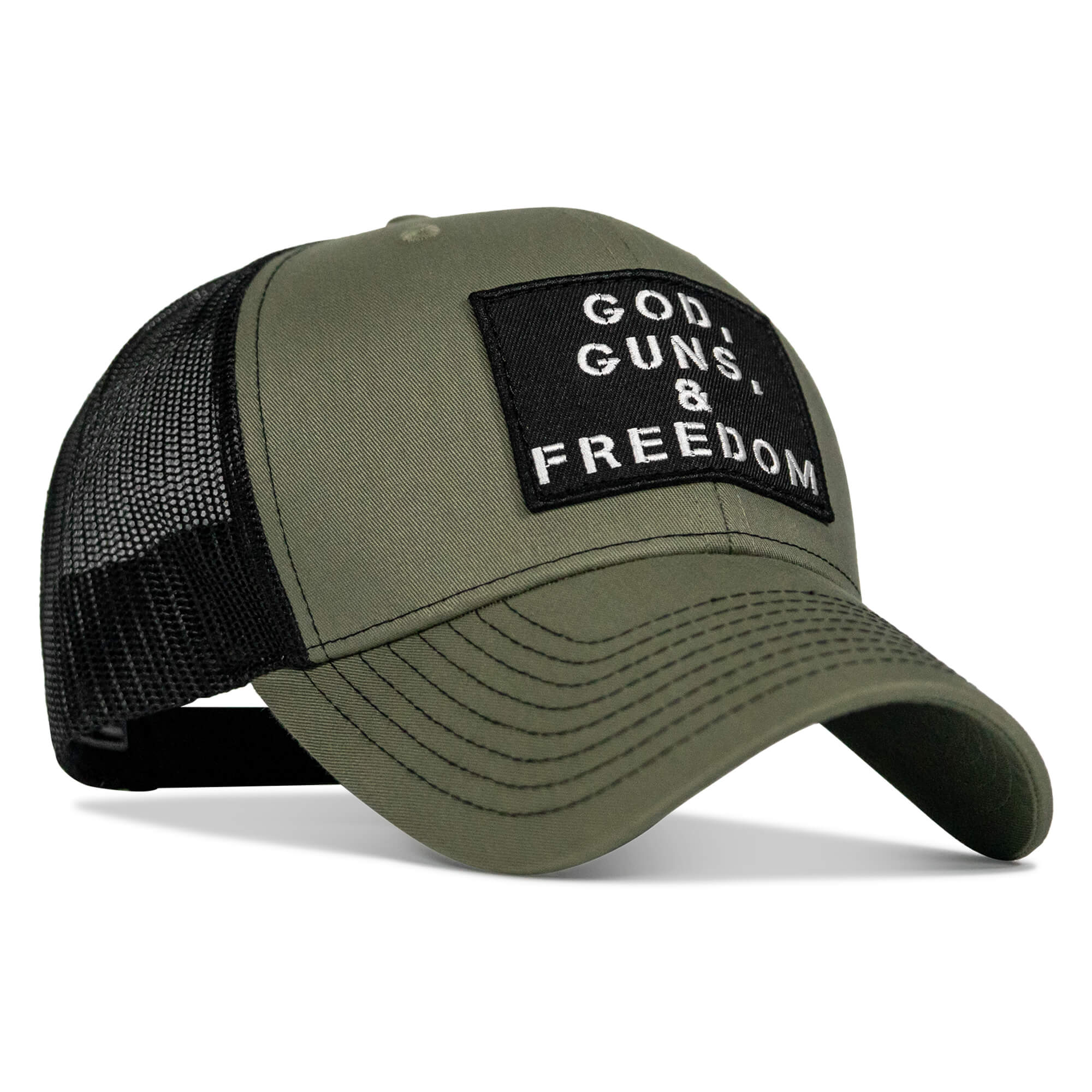 God, Guns, And Freedom Patch Mid-Profile Mesh Snapback Hat - Combat Iron Apparel Co.
