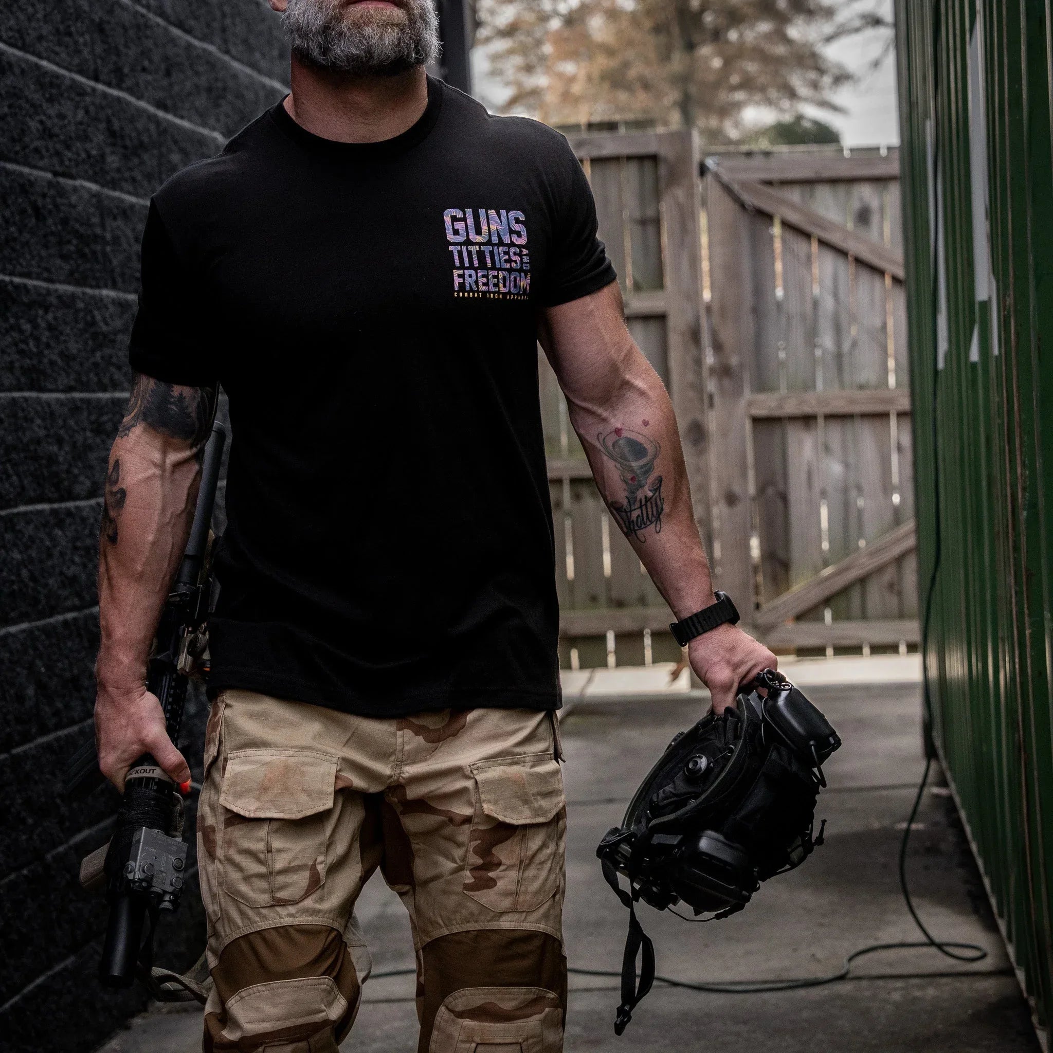 Guns, Titties And Freedom Men's T-Shirt - Combat Iron Apparel Co.