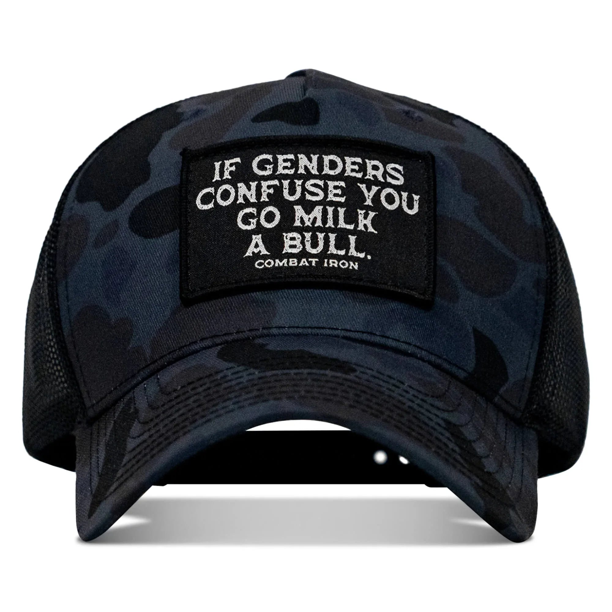 If Genders Confuse You, Go Milk A Bull Patch Snapback Hat - Combat Iron Apparel Co.