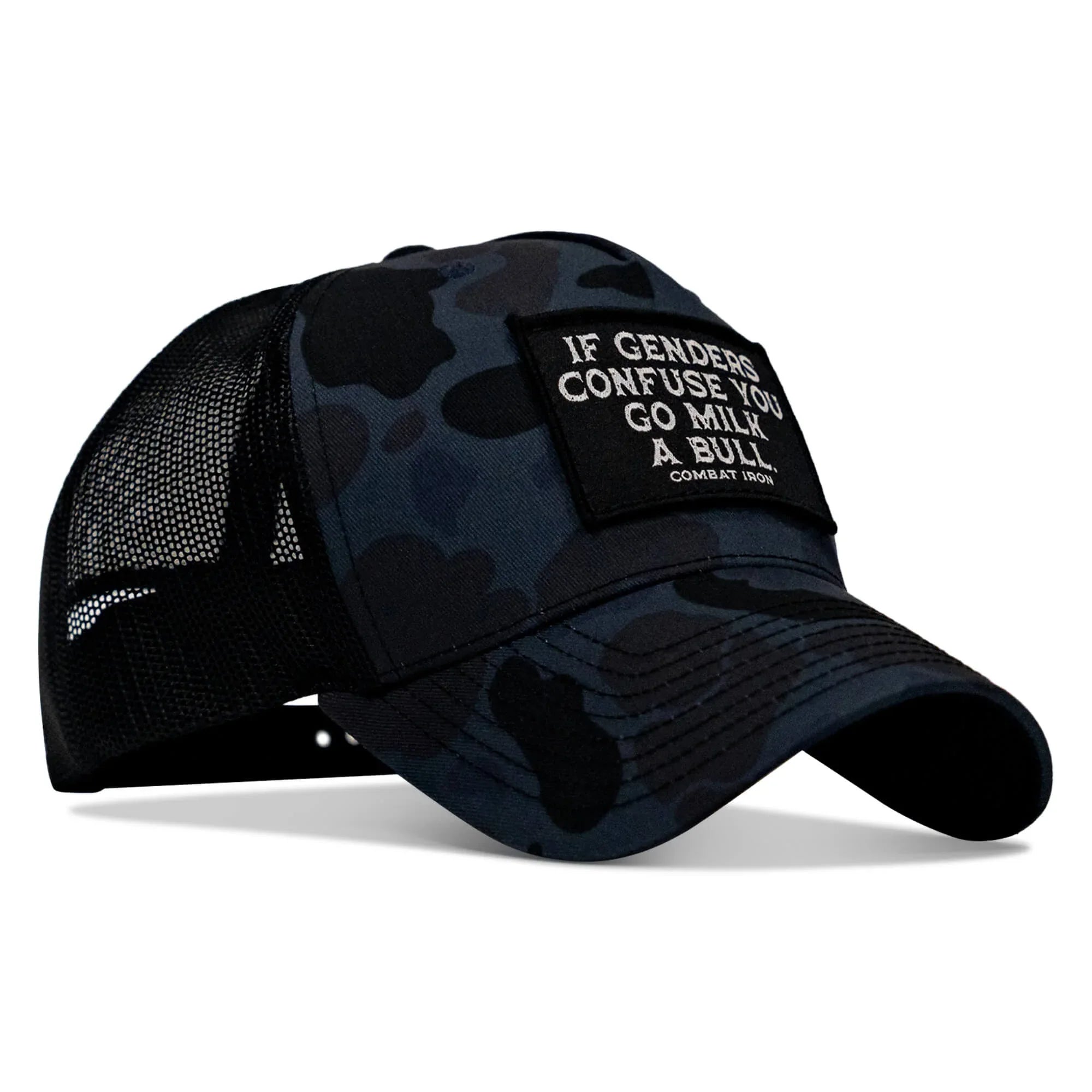 If Genders Confuse You, Go Milk A Bull Patch Snapback Hat - Combat Iron Apparel Co.