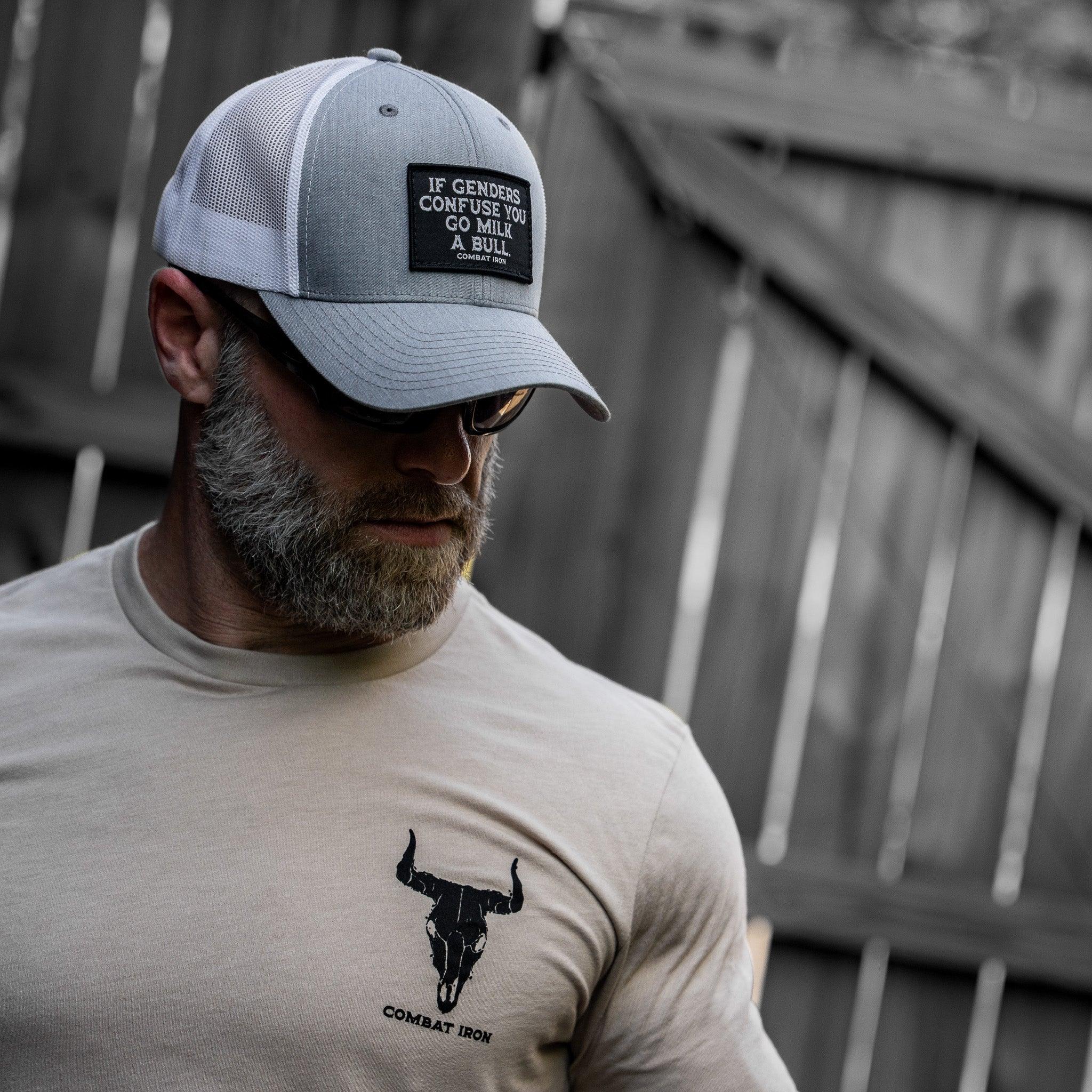 If Genders Confuse You, Go Milk A Bull Patch Snapback Hat - Combat Iron Apparel Co.