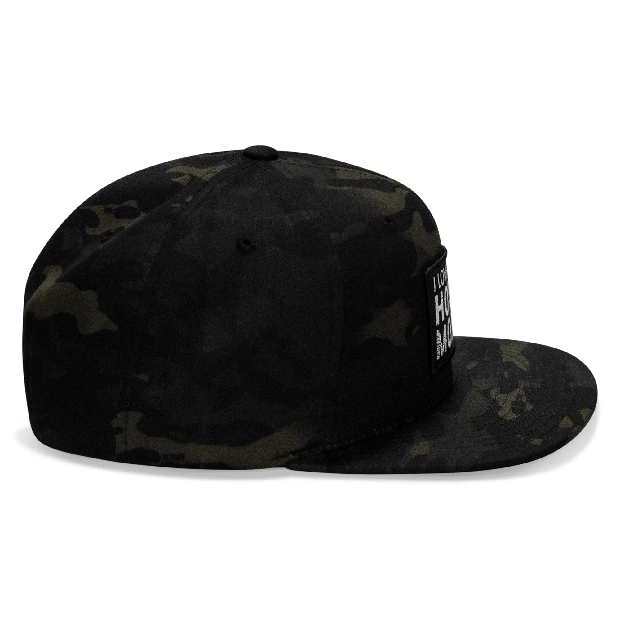 I Love Hot Moms Patch Flatbill Snapback Hat - Combat Iron Apparel Co.