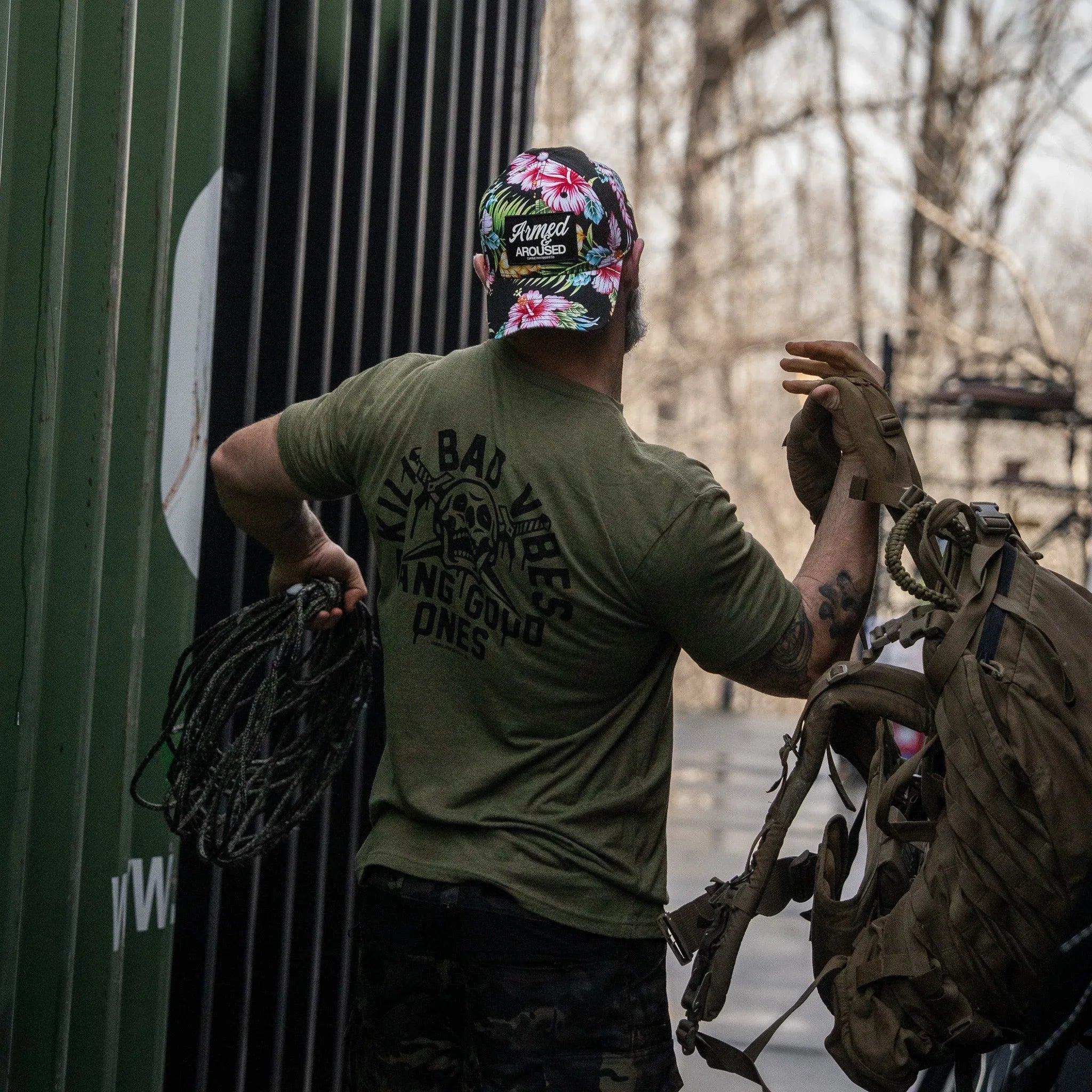 Kill Bad Vibes. Bang Good Ones Skull Men's T-Shirt - Combat Iron Apparel Co.