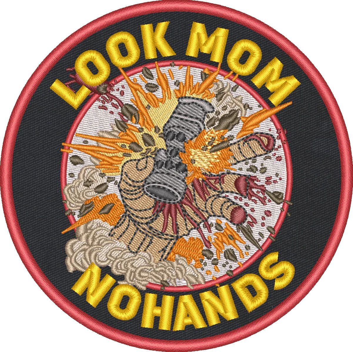 Look Mom - No Hands - 4" Embroidered Patch