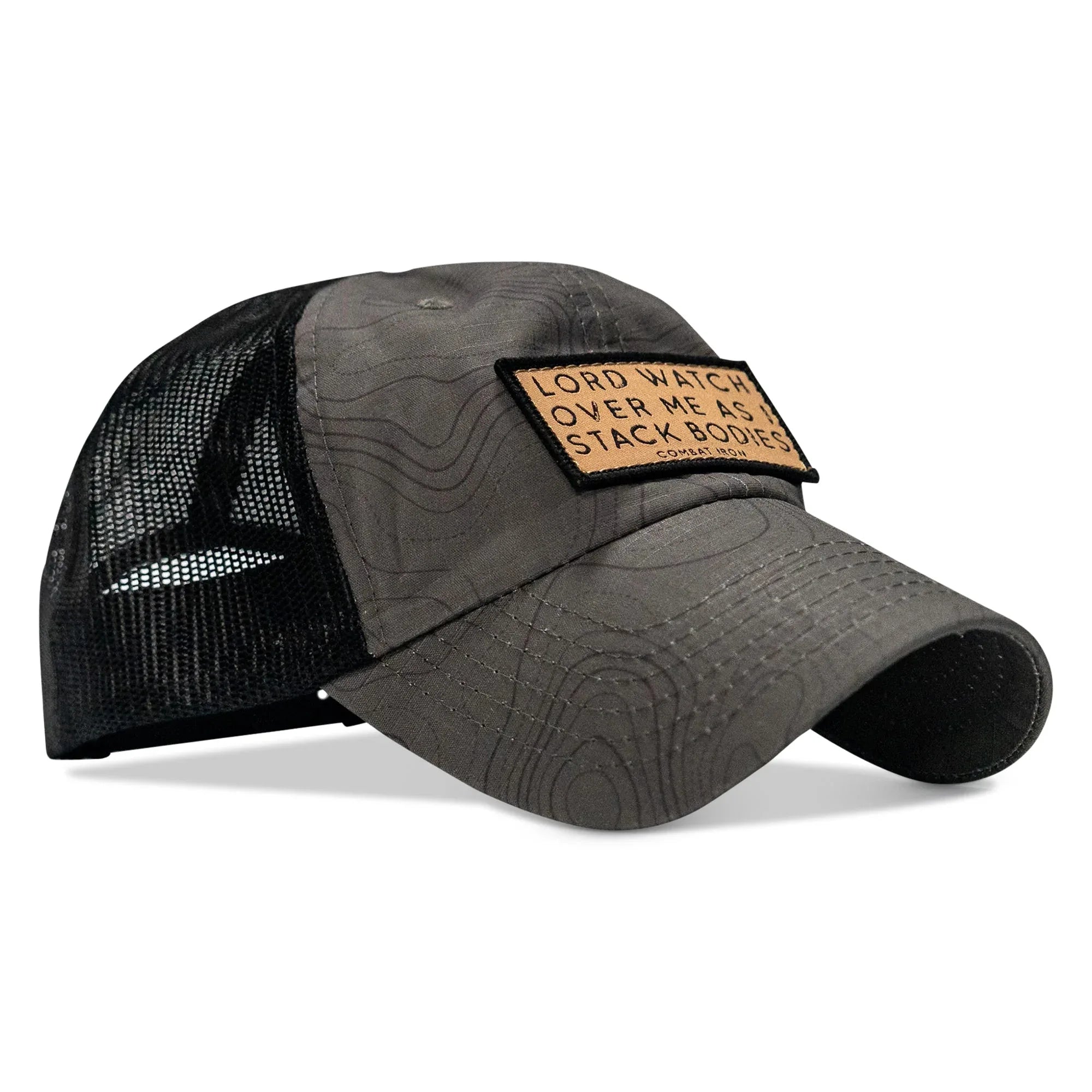 Lord Watch Over Me As I Stack Bodies Tan Patch Tactical Ripstop Mesh Snapback Hat - Combat Iron Apparel Co.