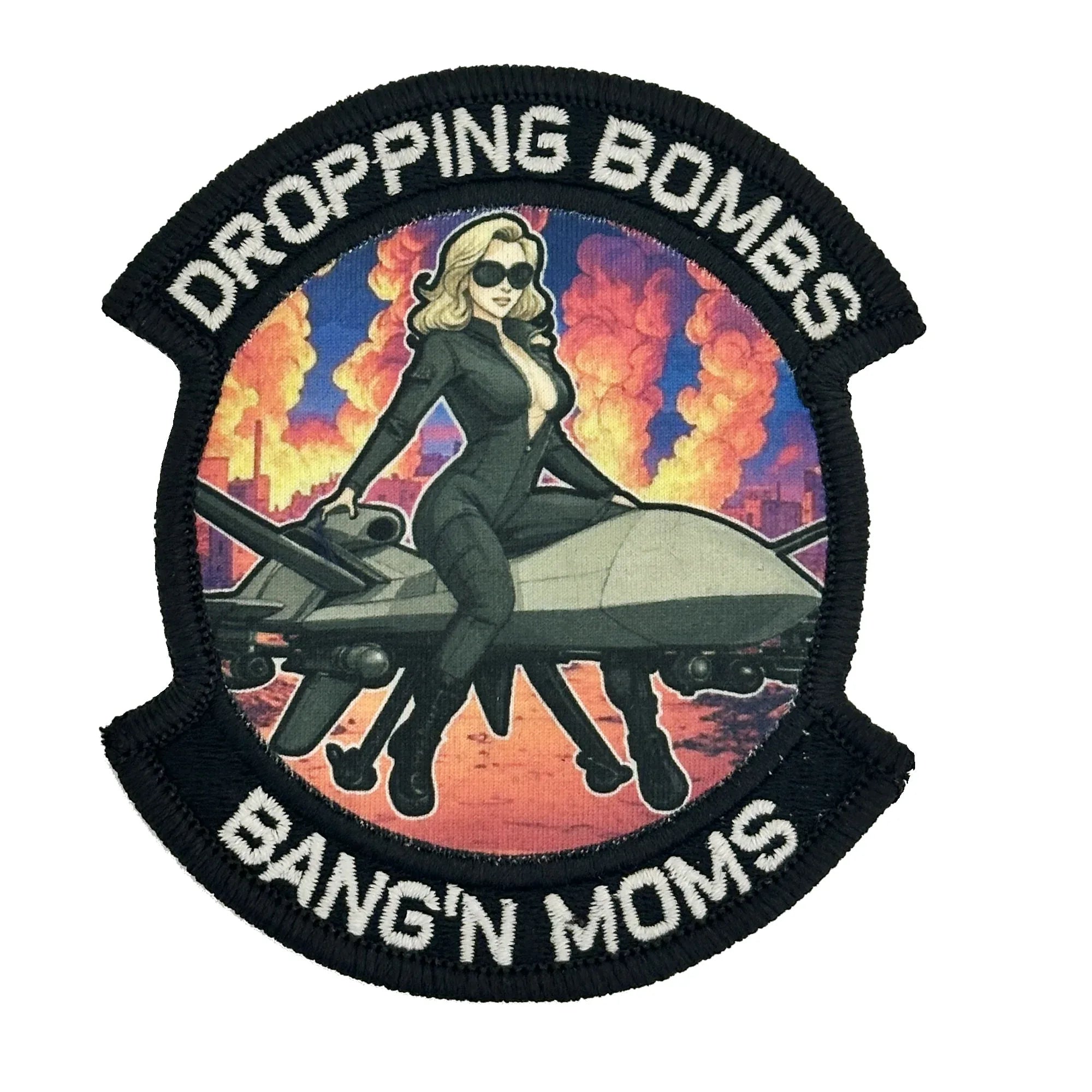May 2025 POTM - Dropping Bombs - Bang'n Moms - 4" Subroidery Patch