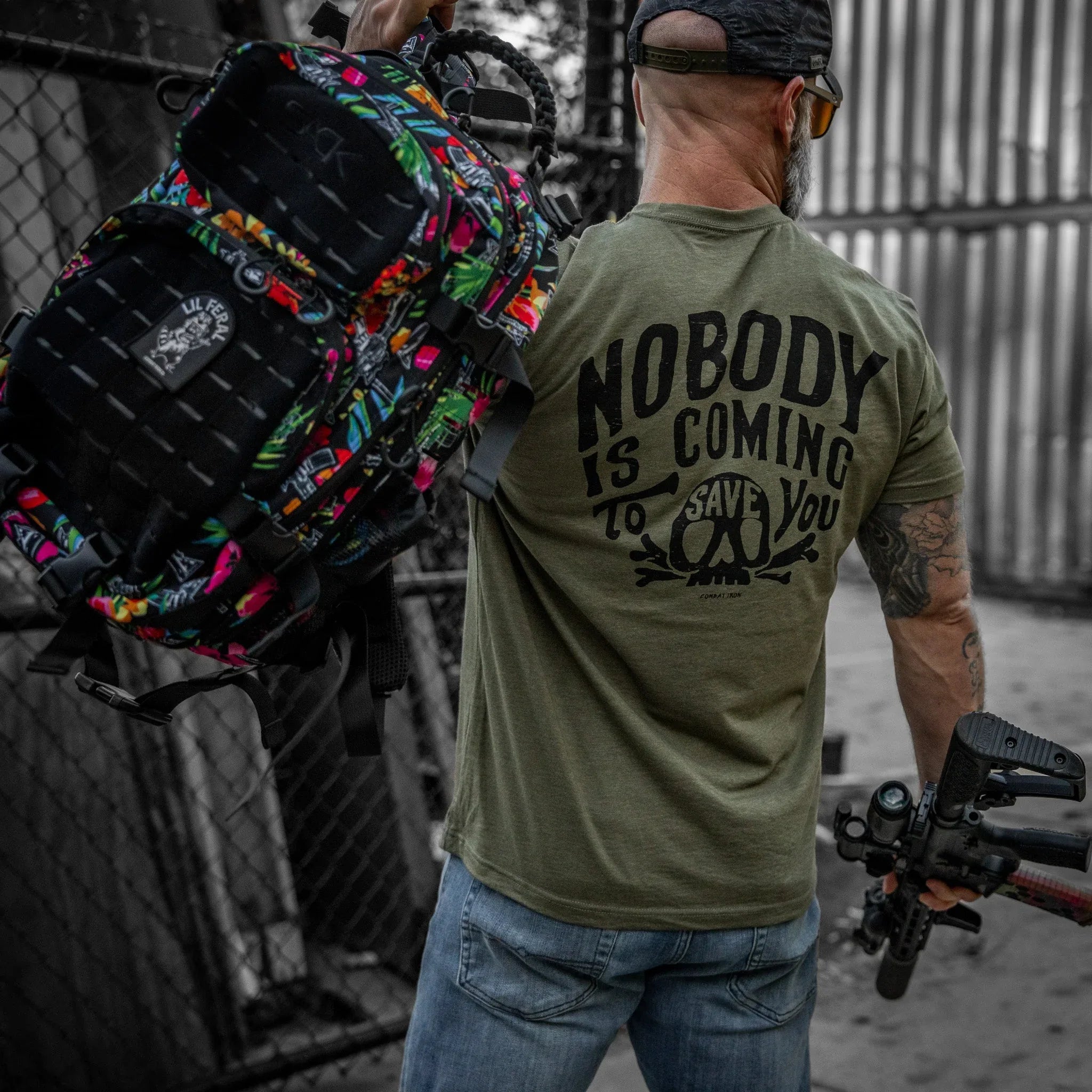 Nobody Is Coming To Save You Skull Men's T-Shirt - Combat Iron Apparel Co.