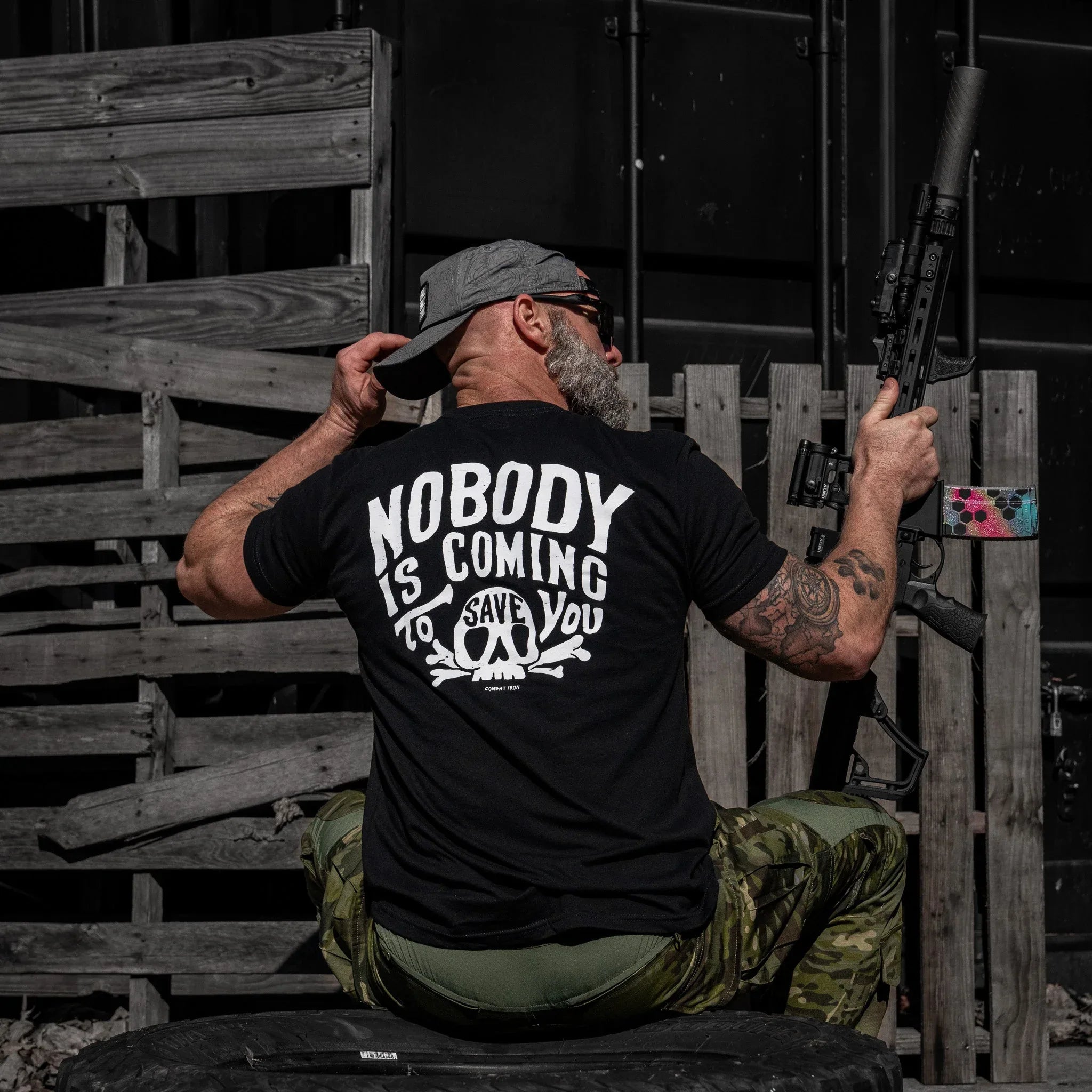 Nobody Is Coming To Save You Skull Men's T-Shirt - Combat Iron Apparel Co.